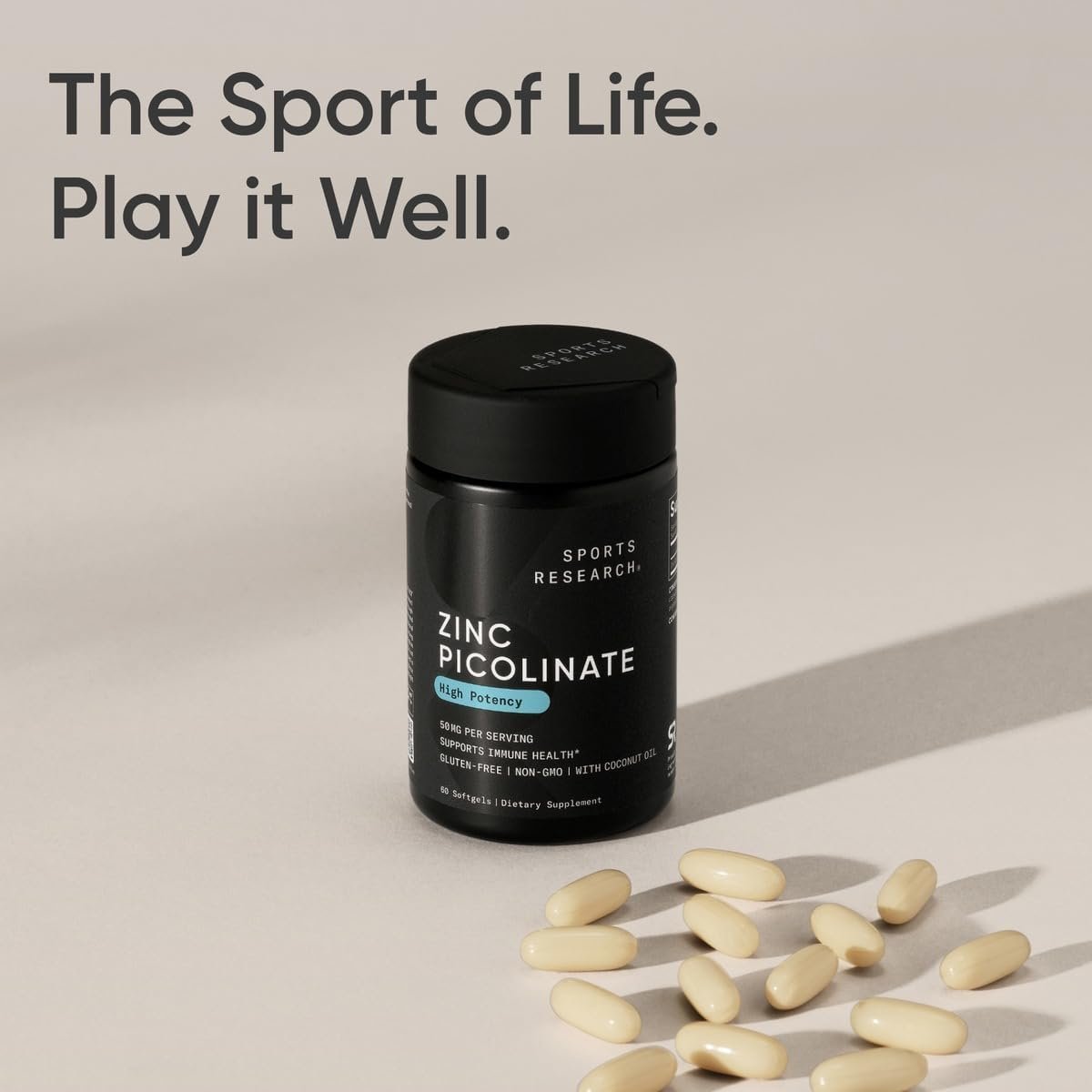 Sports Research Zinc Picolinate 50mg with Organic Coconut Oil | Highly Absorbable Zinc Supplement for Healthy Immune Function - Non-GMO Verified, Gluten & Soy Free (60 Liquid Softgels) - Image 7