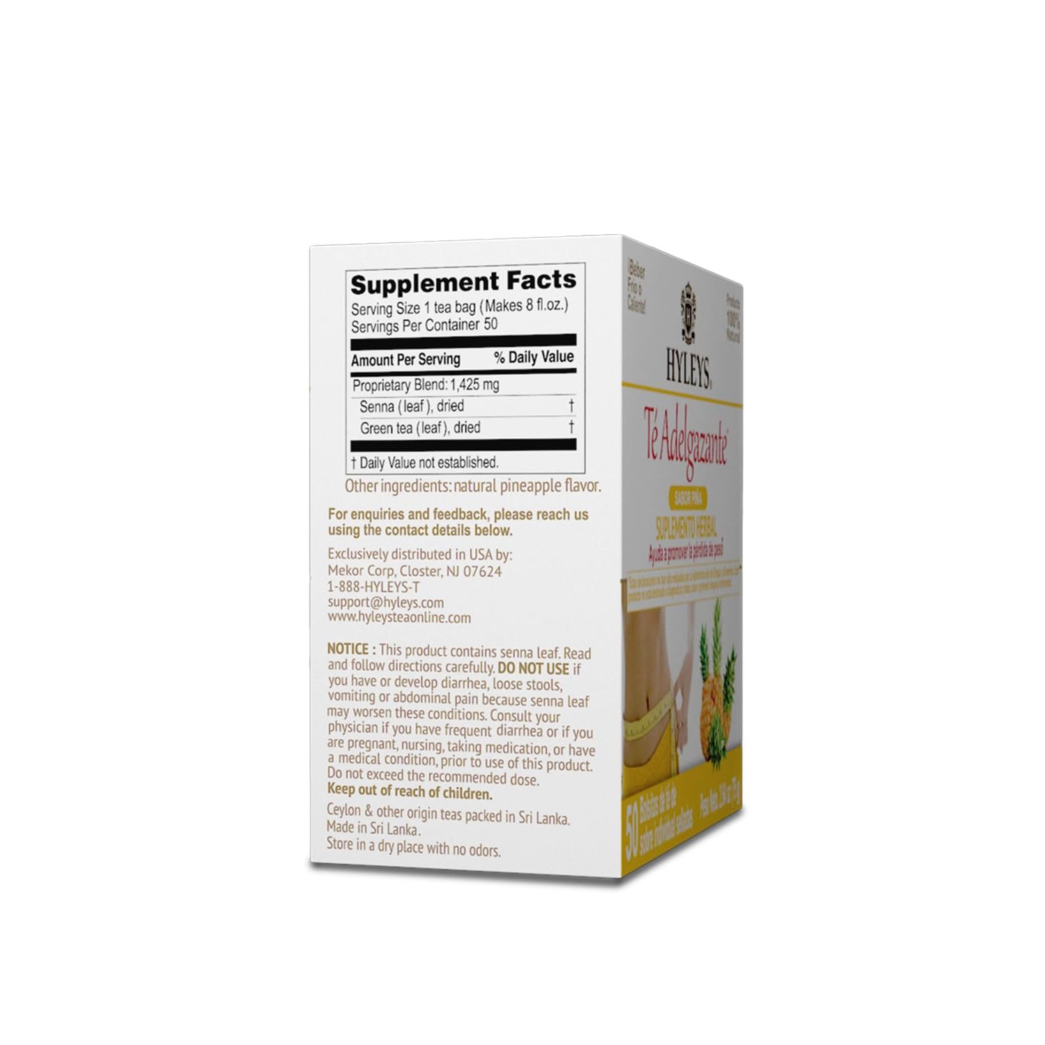 Hyleys Slim Tea Weight Loss Herbal Supplement with Pineapple - Cleanse and Detox - 50 Tea Bags (1 Pack) - Image 2