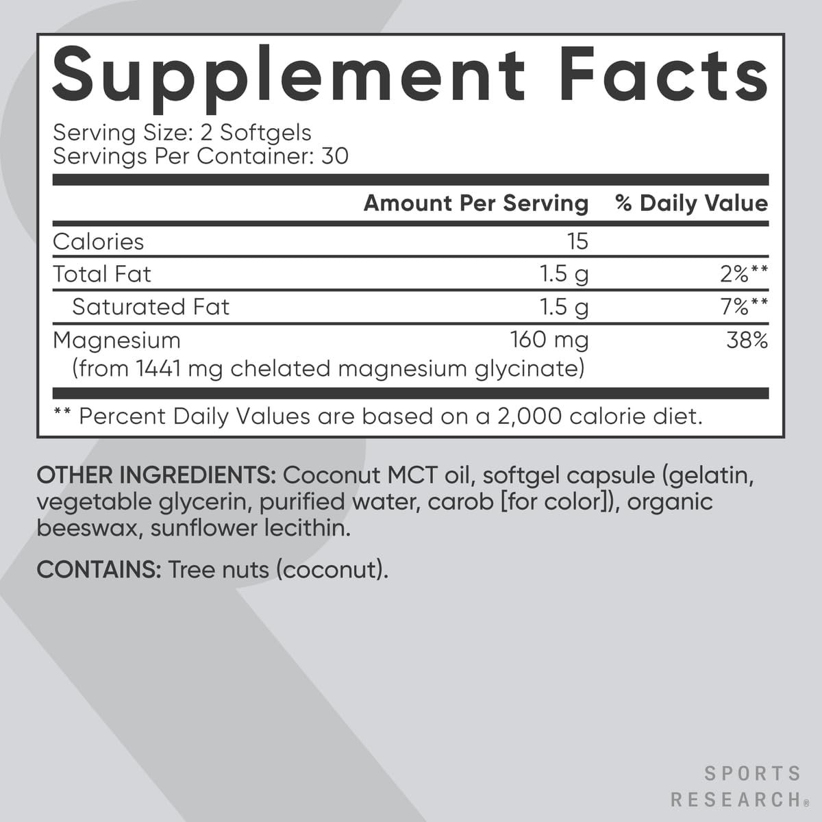 Sports Research® Magnesium Glycinate - Supports Restful Sleep & Enzymatic Processes - 160 mg Chelated Magnesium - Liquid Softgel - 60 Count - Image 5