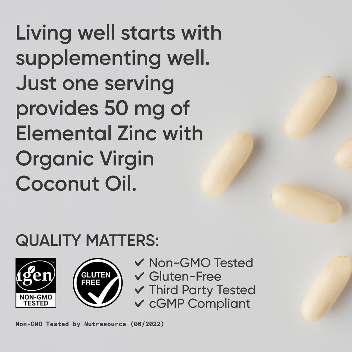 Sports Research Zinc Picolinate 50mg with Organic Coconut Oil | Highly Absorbable Zinc Supplement for Healthy Immune Function - Non-GMO Verified, Gluten & Soy Free (60 Liquid Softgels) - Image 4