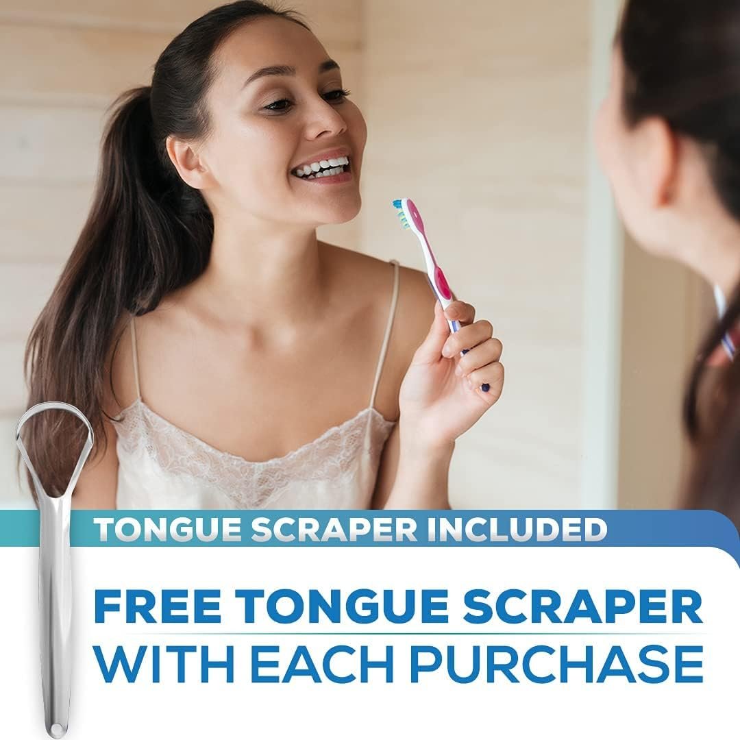 Oral Probiotics & Tongue Scraper for Bad Breath Support - Chewable Dental Probiotic for Teeth & Gums & Fresh Breath - 6 Probiotic Strains - BLIS M18 - Supportive Oral Probiotic - Mint Flavored - 60ct - Image 4