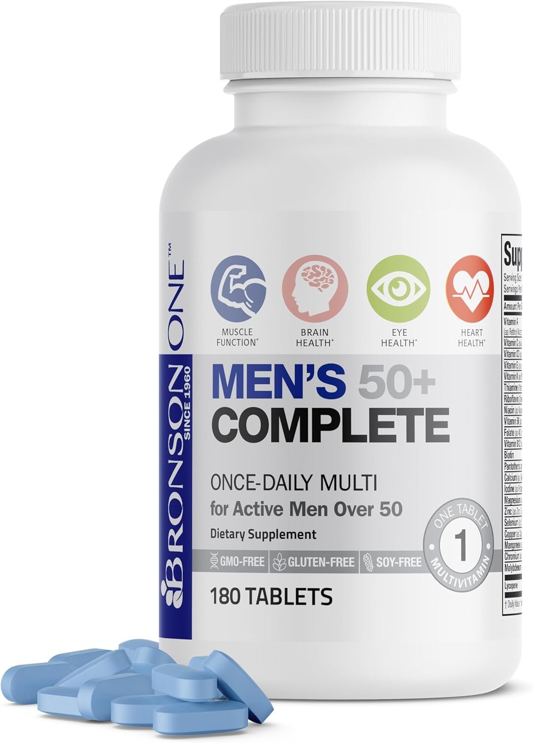 Bronson ONE Daily Mens 50+ Complete Multivitamin Multimineral, 180 Tablets - Image 5