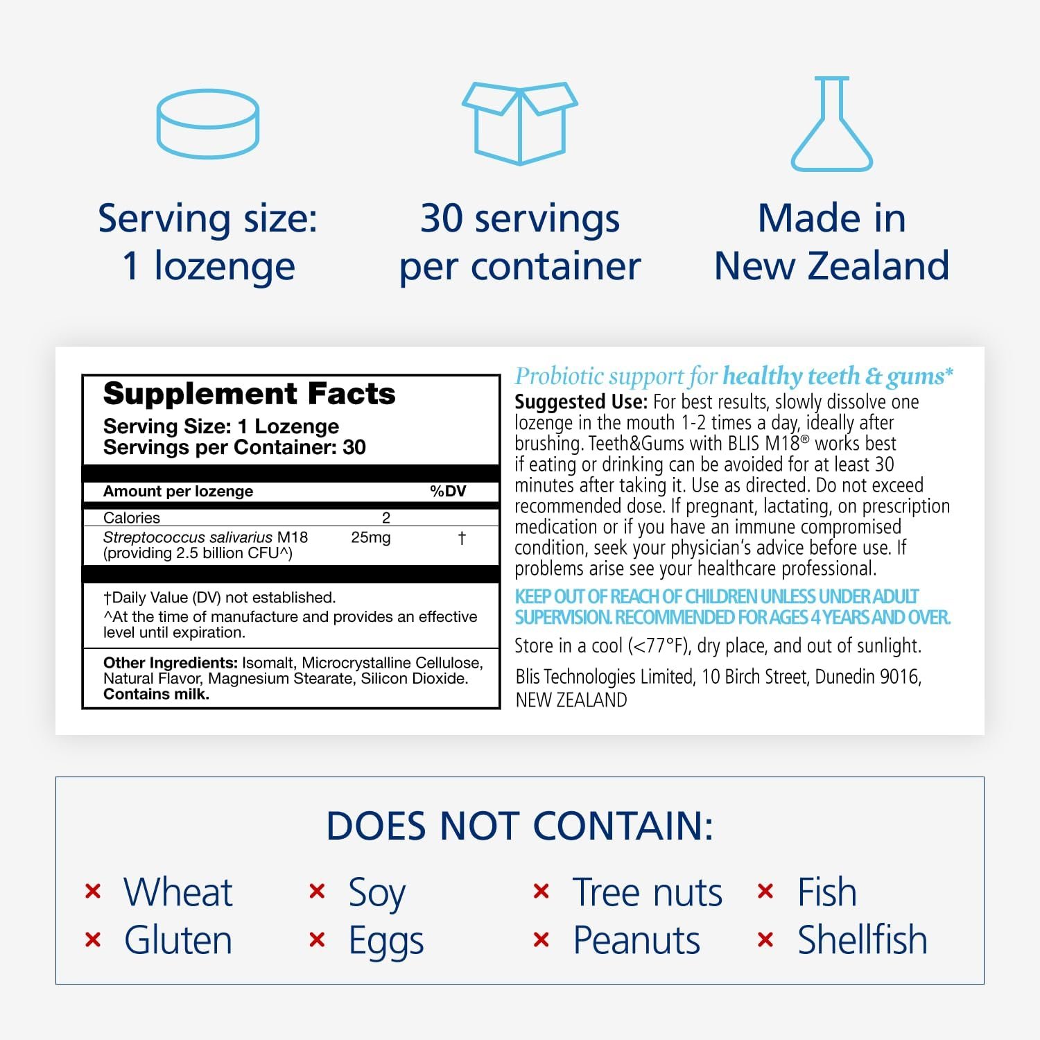 BLIS Teeth & Gums Oral Probiotics for Mouth M18 Formula Available, 2.5 Billion Cfu - Mouth Probiotic for Tooth and Gum Health, Adults and Kids - Sugar-Free Lozenges, 30 Day Supply - Image 3