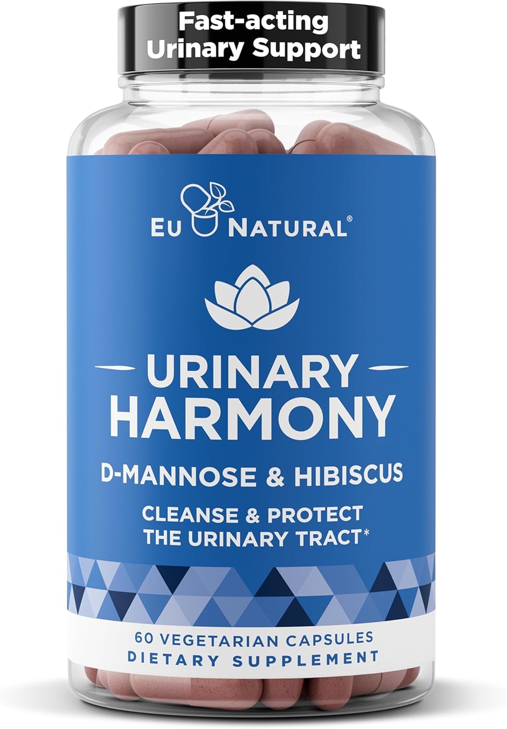Urinary Harmony D-Mannose Supplement – Urinary Tract Health for Women – Cleanses and Flushes the Urinary System – Potent Clinical Strength Formula with DMannose and Hibiscus – 60 Fast Acting Capsules