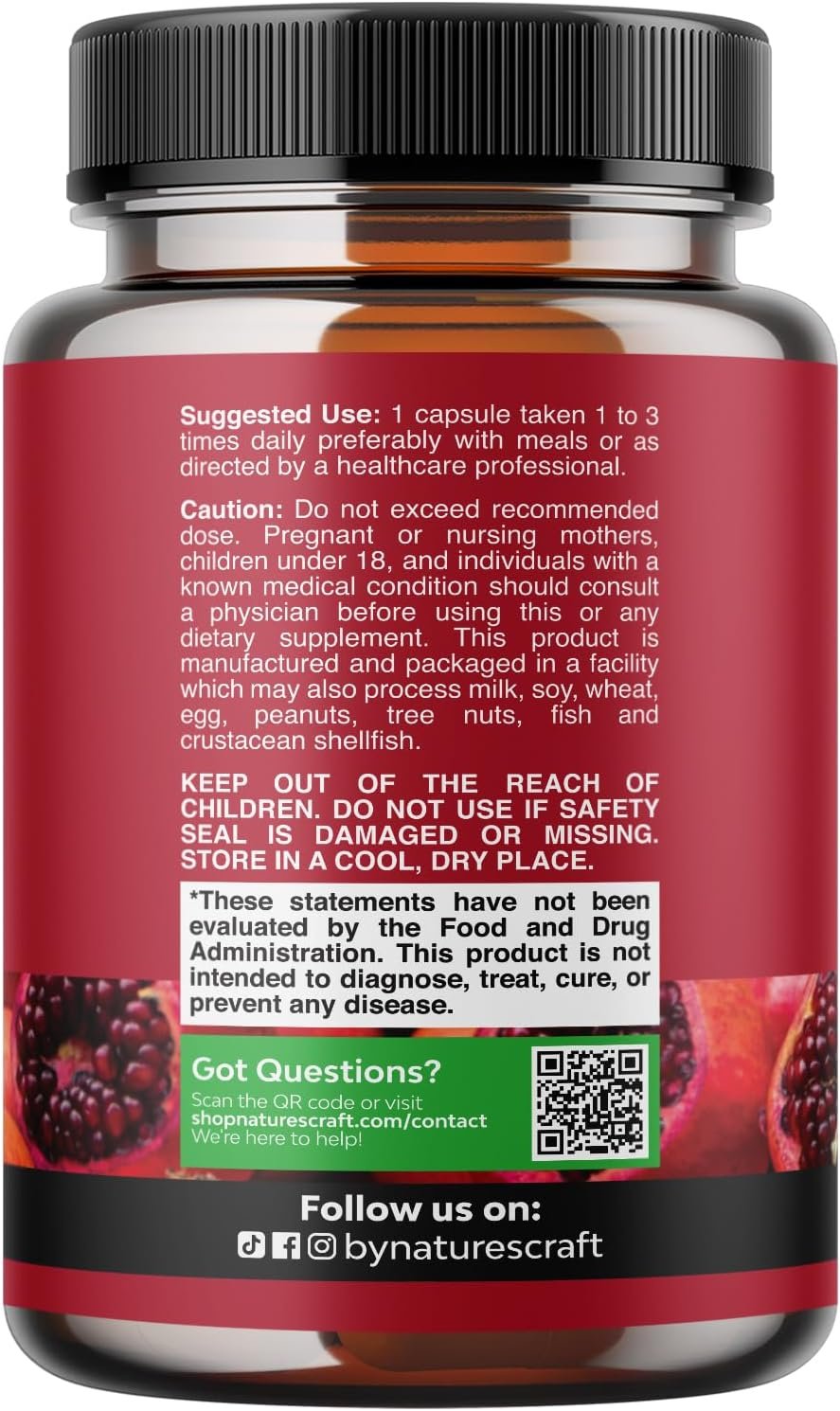 Advanced Antioxidant Superfood Pomegranate Supplement - Natural Pomegranate Extract Polyphenols Supplement for Heart Health and Joint Support - Reds Superfood Powder Capsules for Men and Women 120ct - Image 2