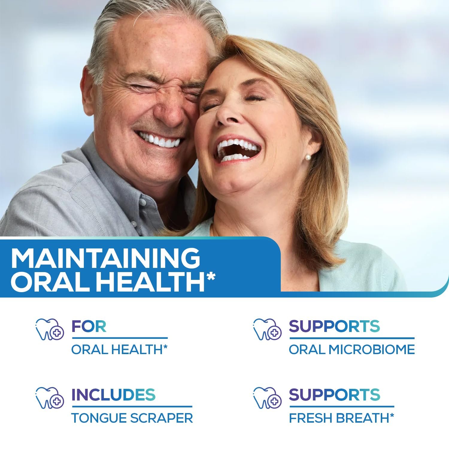 Oral Probiotics & Tongue Scraper for Bad Breath Support - Chewable Dental Probiotic for Teeth & Gums & Fresh Breath - 6 Probiotic Strains - BLIS M18 - Supportive Oral Probiotic - Mint Flavored - 60ct - Image 8