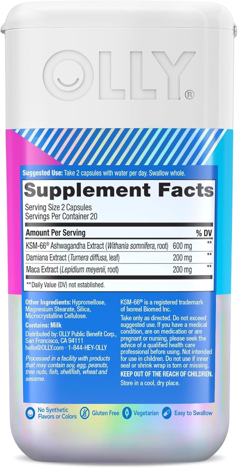 OLLY Lovin Libido Capsules, Boost Desire With Ashwagandha, Maca & Damiana, Vegetarian, Supplement for Women, 20 Day Supply - 40 Count - Image 8