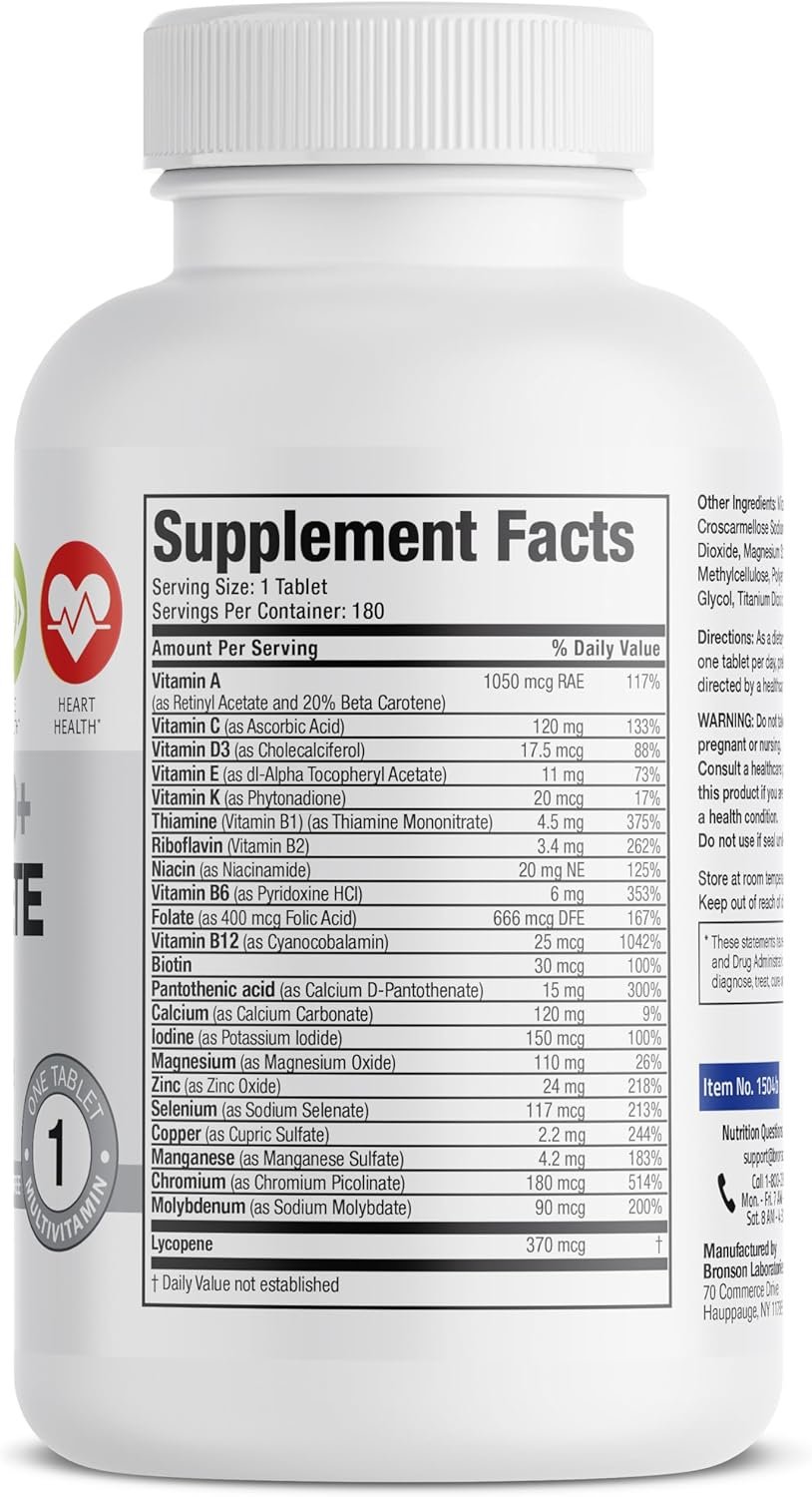 Bronson ONE Daily Mens 50+ Complete Multivitamin Multimineral, 180 Tablets - Image 2