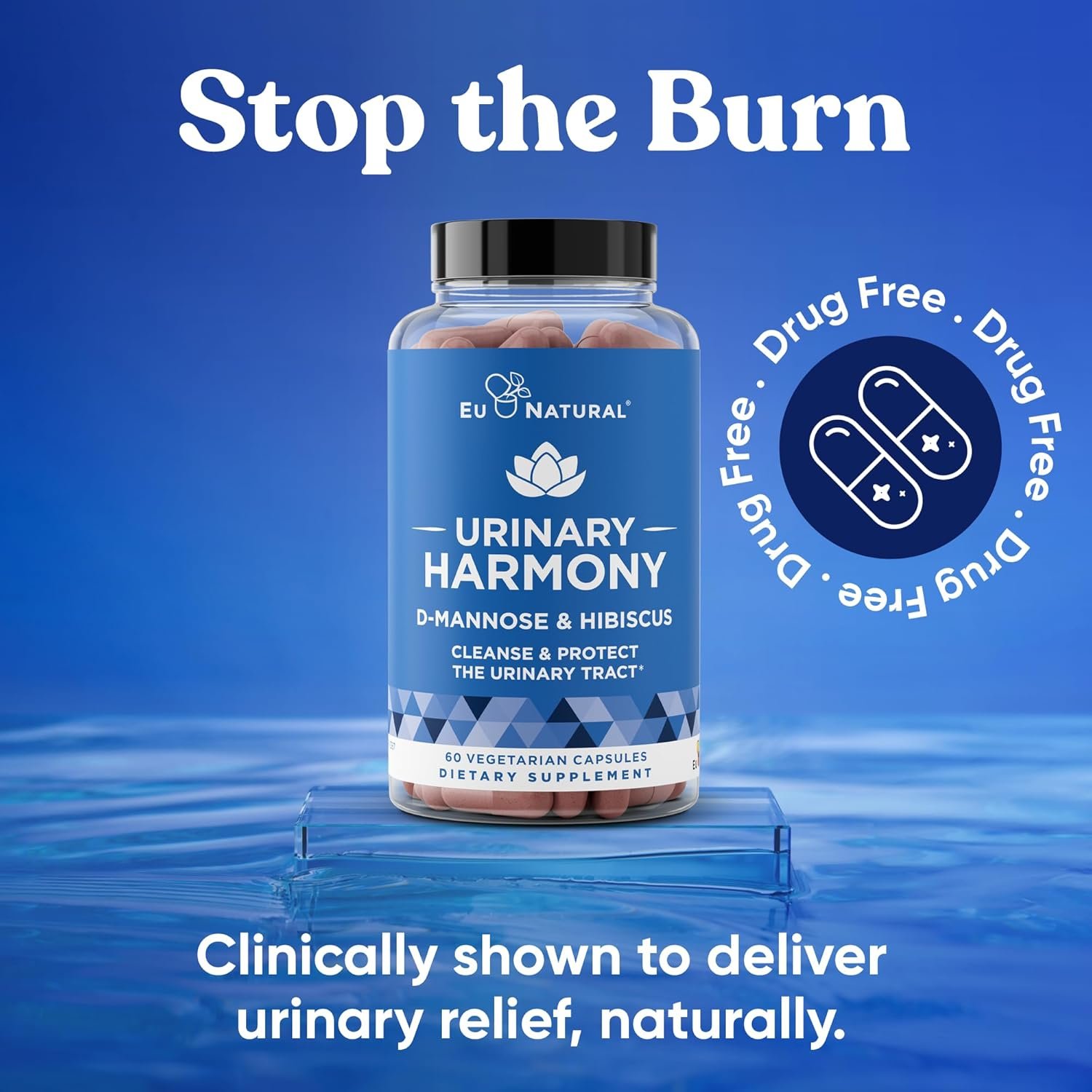 Urinary Harmony D-Mannose Supplement – Urinary Tract Health for Women – Cleanses and Flushes the Urinary System – Potent Clinical Strength Formula with DMannose and Hibiscus – 60 Fast Acting Capsules - Image 2