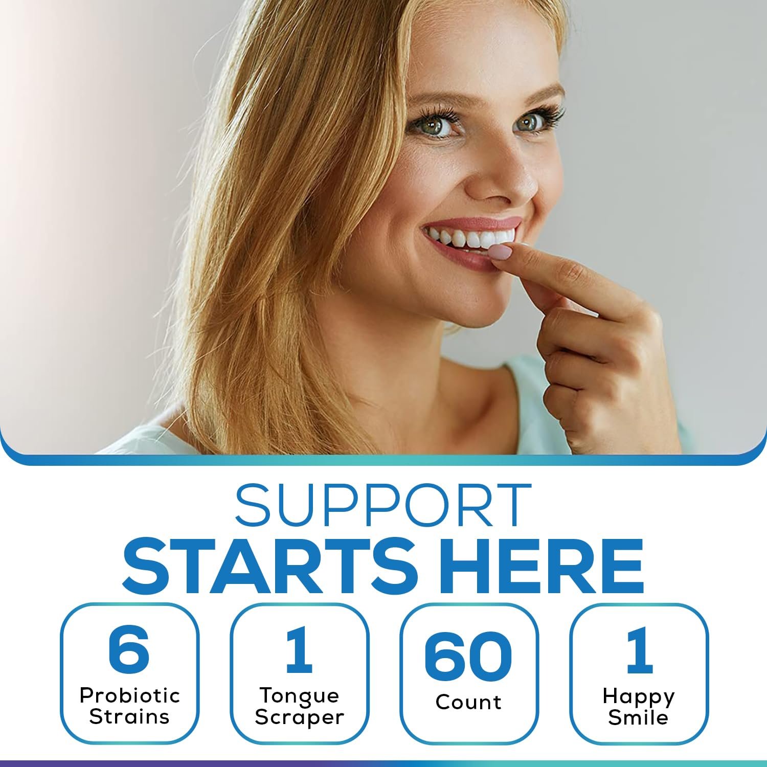Oral Probiotics & Tongue Scraper for Bad Breath Support - Chewable Dental Probiotic for Teeth & Gums & Fresh Breath - 6 Probiotic Strains - BLIS M18 - Supportive Oral Probiotic - Mint Flavored - 60ct - Image 3
