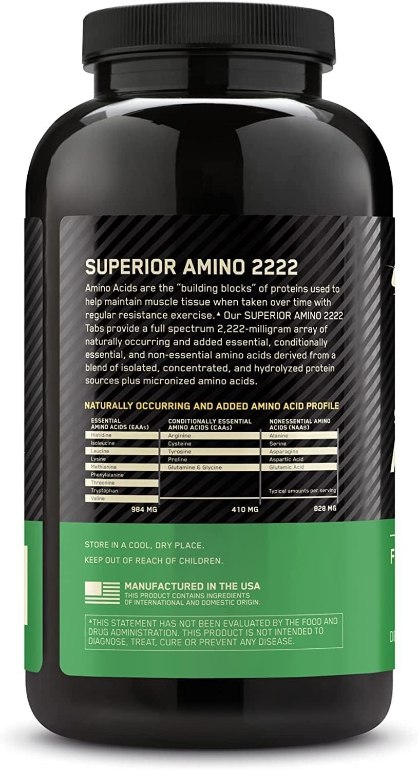 Optimum Nutrition Superior Amino 2222 Tablets, Complete Essential Amino Acids, EAAs, 320 Count - Image 8