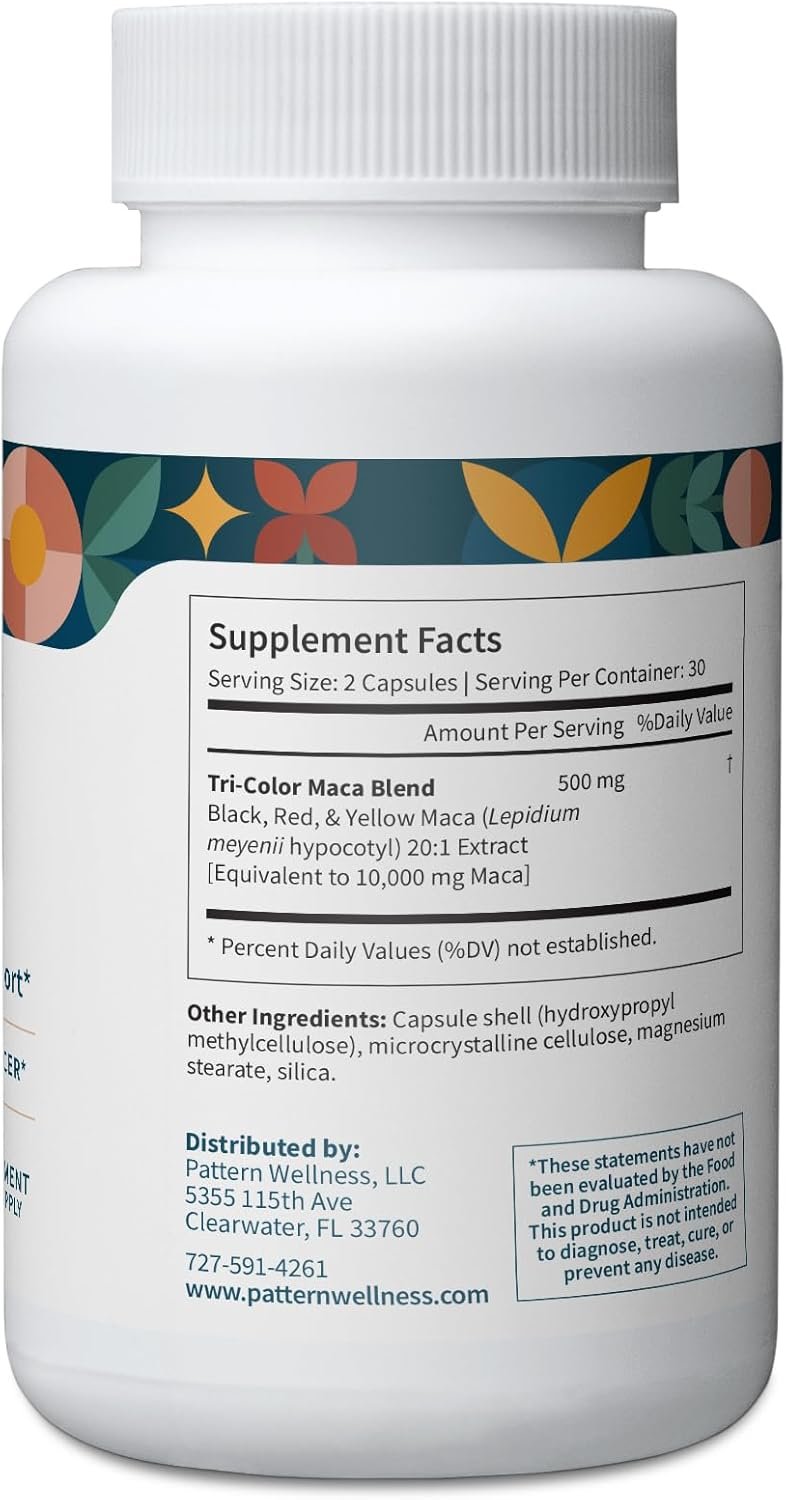 Pattern Wellness Maca Root for Men & Women - 10,000mg - Natural Mood & Wellness Enhancer - Unique Optimum Blend for Fertility, Reproductive & Whole Body Health - 60 Vegan Capsules - Image 4