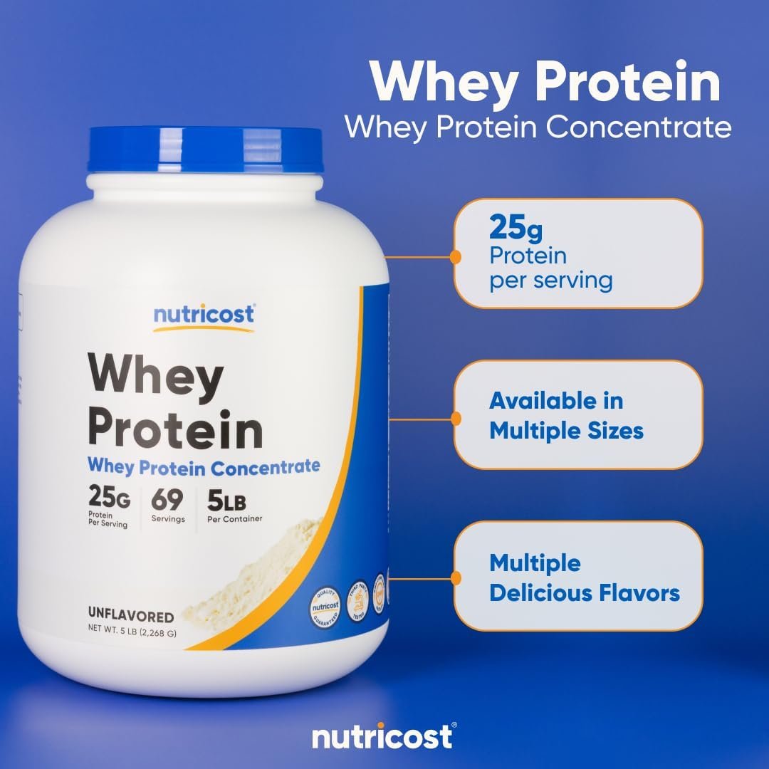 Nutricost Whey Protein Powder, Unflavored, 5 pounds - from Whey Protein Concentrate - Image 6