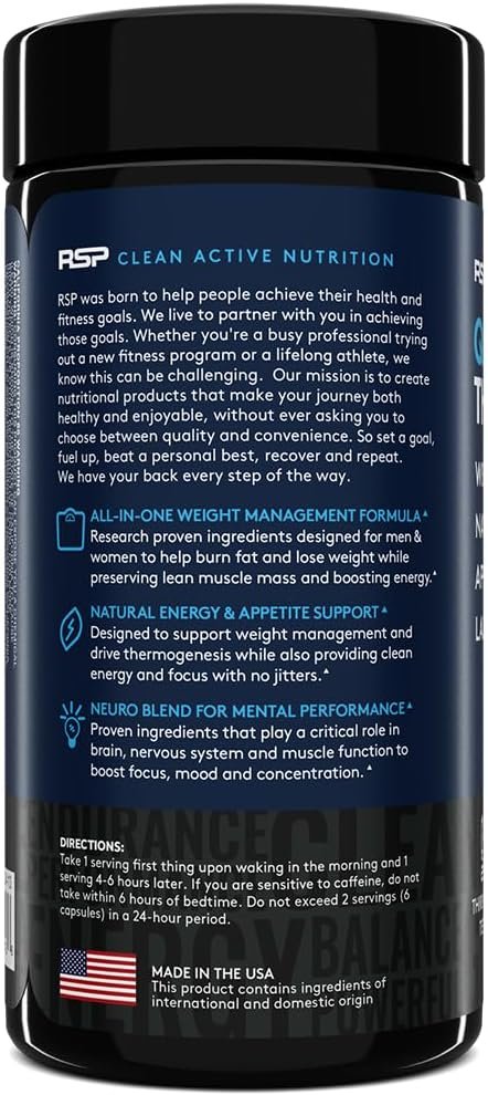 RSP Nutrition QuadraLean Thermogenic Fat Burner for Men & Women, Weight Loss Supplement, Crash-Free Energy, Metabolism Booster & Appetite Suppressant, Diet Pills, 60 Serv (Packaging May Vary) - Image 3