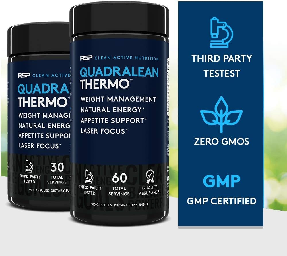 RSP Nutrition QuadraLean Thermogenic Fat Burner for Men & Women, Weight Loss Supplement, Crash-Free Energy, Metabolism Booster & Appetite Suppressant, Diet Pills, 60 Serv (Packaging May Vary) - Image 9