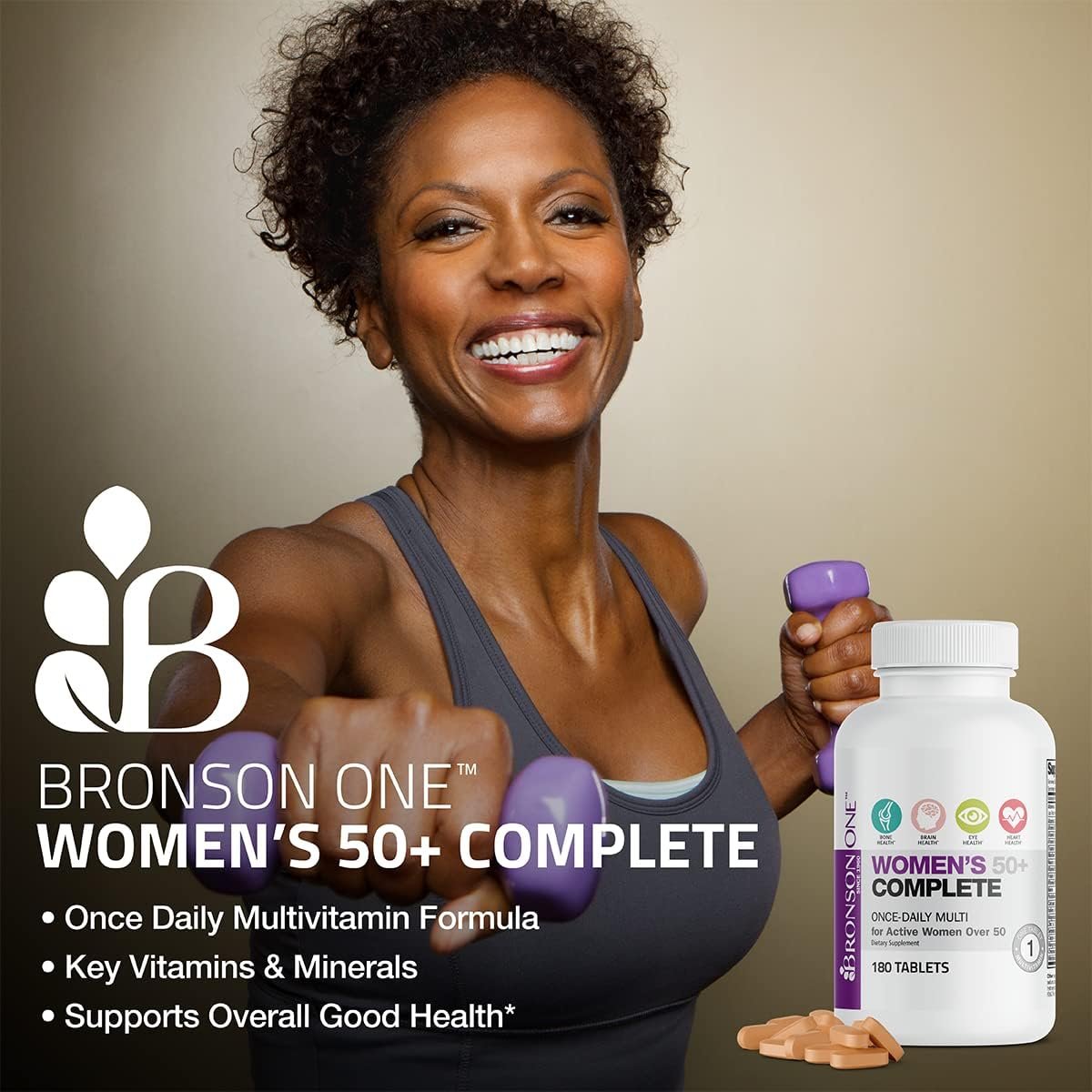 Bronson ONE Daily Women’s 50+ Complete Multivitamin Multimineral, 180 Tablets - Image 3