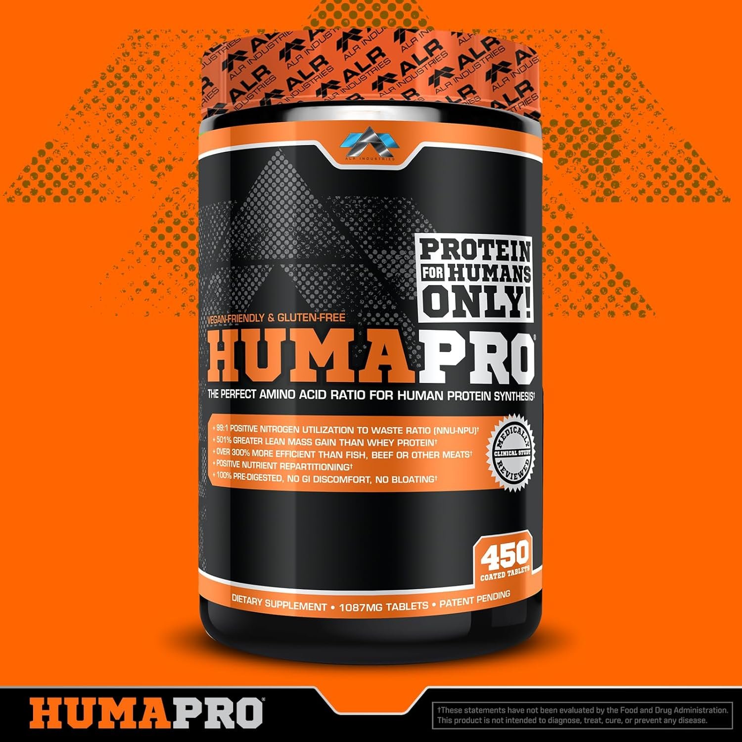 Humapro Tablets | Amino Acids Protein Matrix for Humans | 99% Utilization for Lean Muscle | Vegan, Gluten Free | 450 Tablets / 90 Servings - Image 3