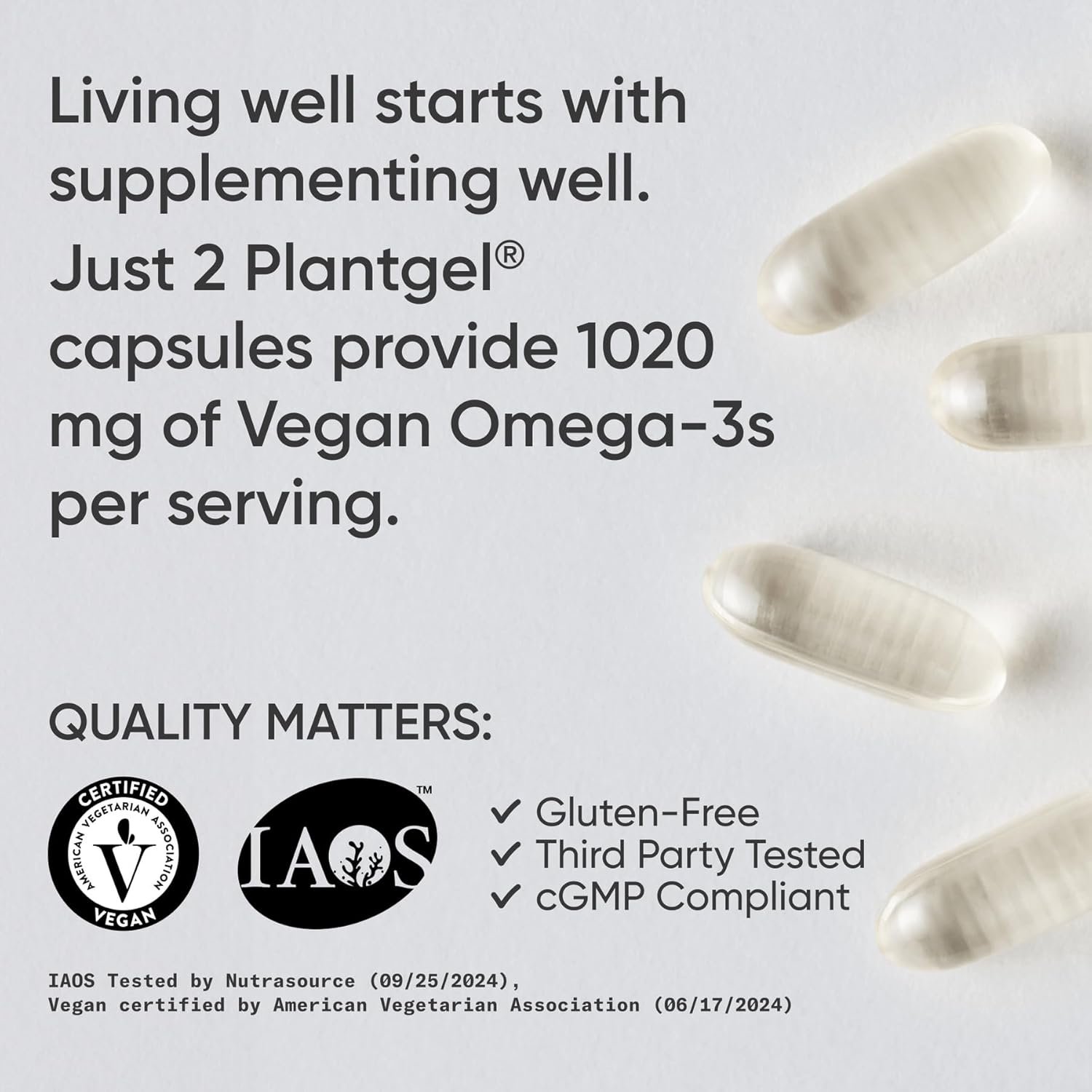 Sports Research Vegan Omega-3 Fish Oil Alternative from Algae Oil - Highest Levels of DHA & EPA Fatty Acids | Non-GMO Verified & Vegan Certified - Fresh Lemon Scent - 60 Veggie Softgels - Image 4