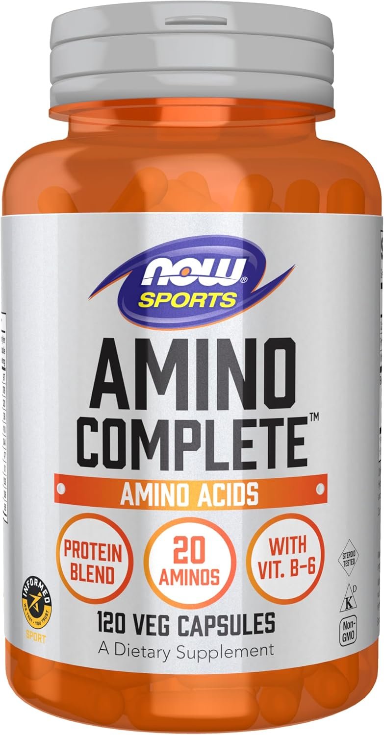 NOW Sports Nutrition, Amino Complete™, Protein Blend With 20 Aminos and B-6, 120 Veg Capsules