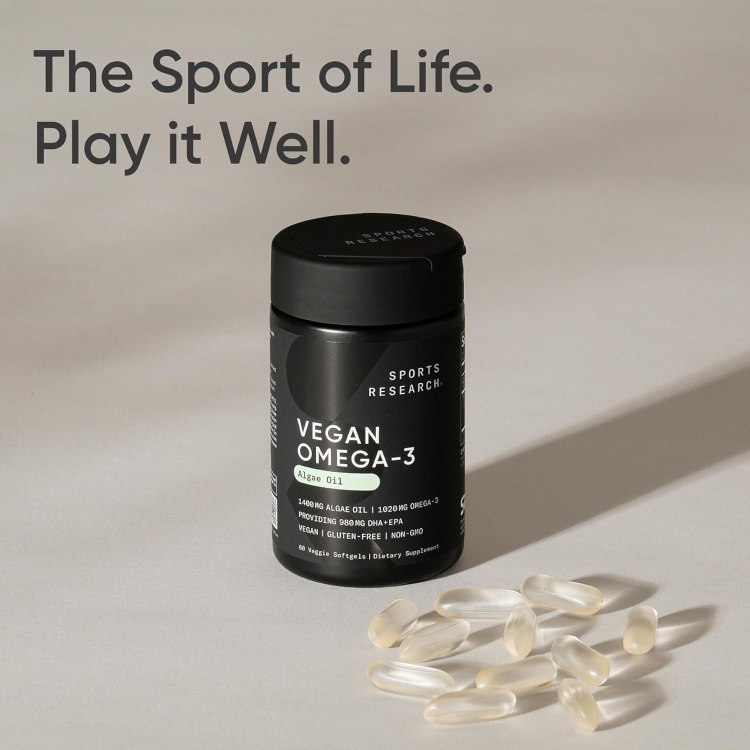 Sports Research Vegan Omega-3 Fish Oil Alternative from Algae Oil - Highest Levels of DHA & EPA Fatty Acids | Non-GMO Verified & Vegan Certified - Fresh Lemon Scent - 60 Veggie Softgels - Image 8