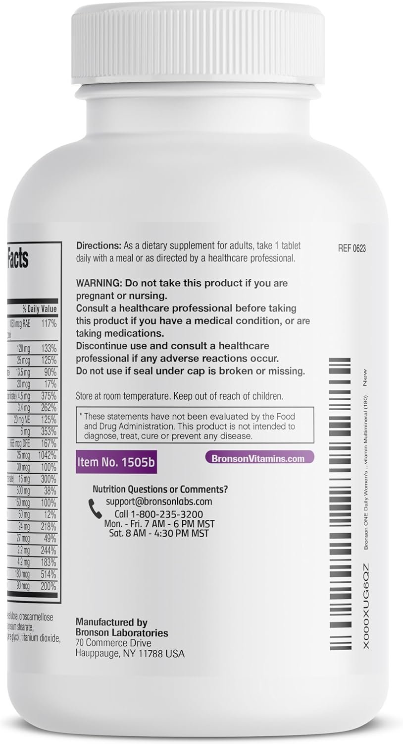 Bronson ONE Daily Women’s 50+ Complete Multivitamin Multimineral, 180 Tablets - Image 8