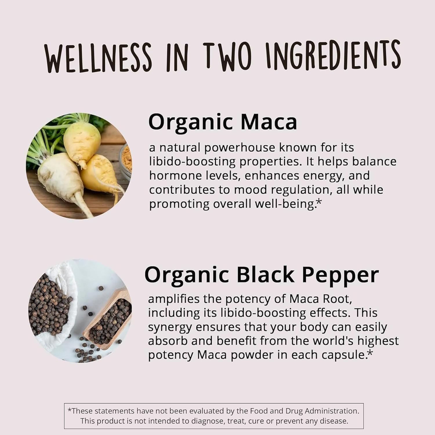 Organic Maca Root Capsules 1200 mg – Libido Booster for Women Fast Acting & Potent | Aphrodisiac Supplement | Energy Pills from Peru | Includes Black Pepper for High Absorption | Vegan, 120 Ct - Image 4