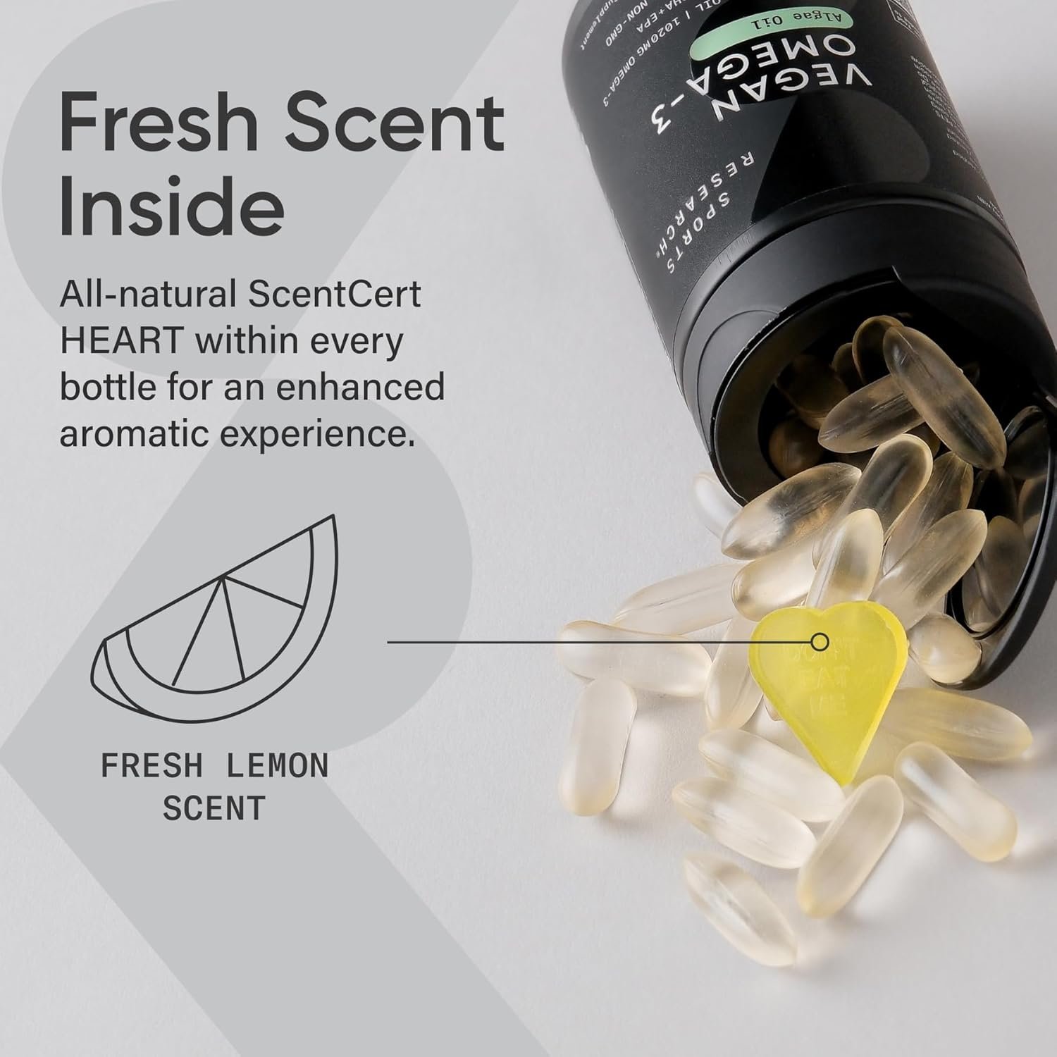 Sports Research Vegan Omega-3 Fish Oil Alternative from Algae Oil - Highest Levels of DHA & EPA Fatty Acids | Non-GMO Verified & Vegan Certified - Fresh Lemon Scent - 60 Veggie Softgels - Image 6