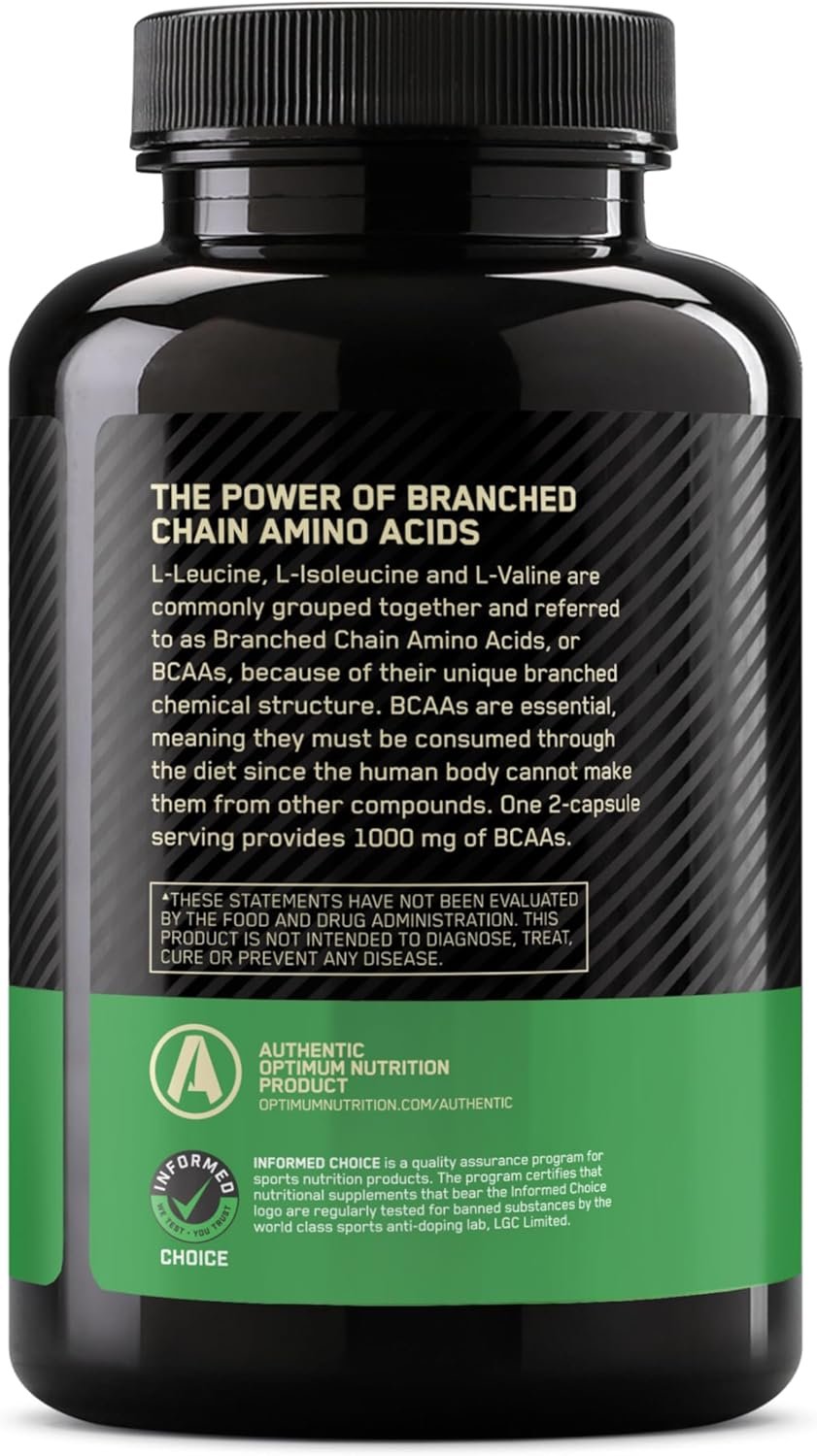 Optimum Nutrition Instantized BCAA Branched Chain Essential Amino Acids Capsules, 1000mg, 200 Count - Image 8