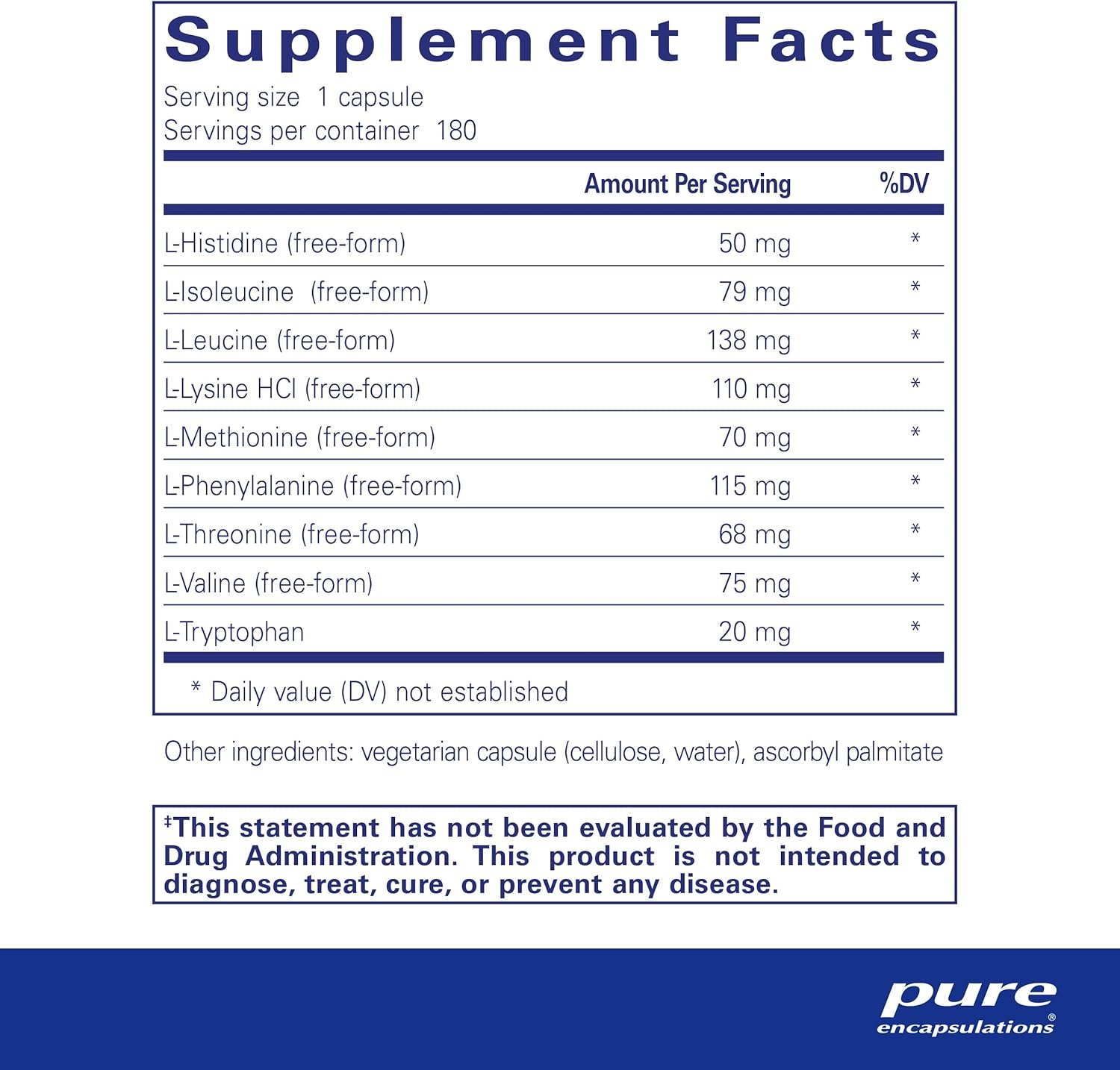 Pure Encapsulations Essential Amino Acids - Muscle Recovery Support & Health* - with Leucine, Threonine & Tryptophan - 180 Capsules - Image 2