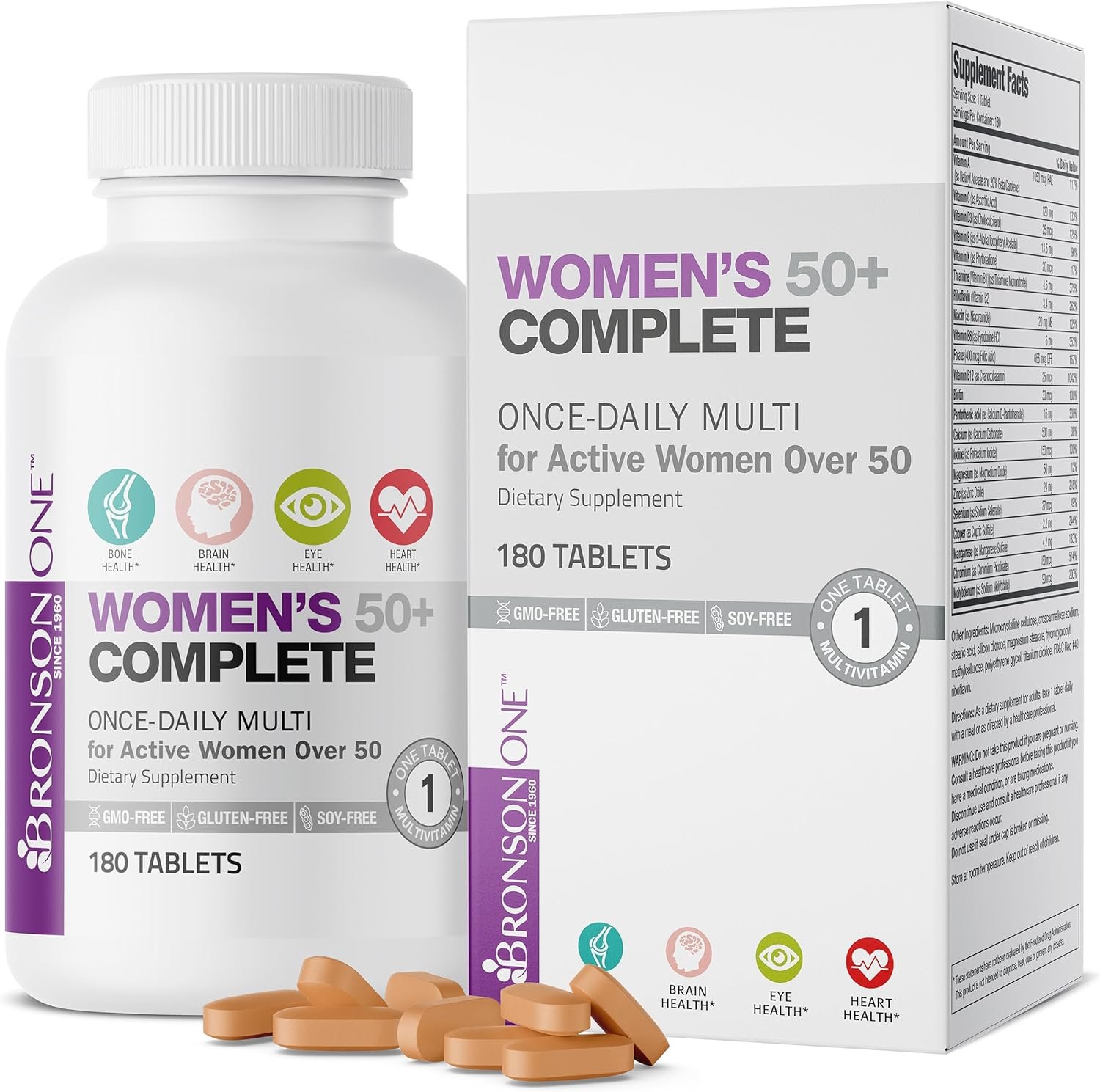 Bronson ONE Daily Women’s 50+ Complete Multivitamin Multimineral, 180 Tablets