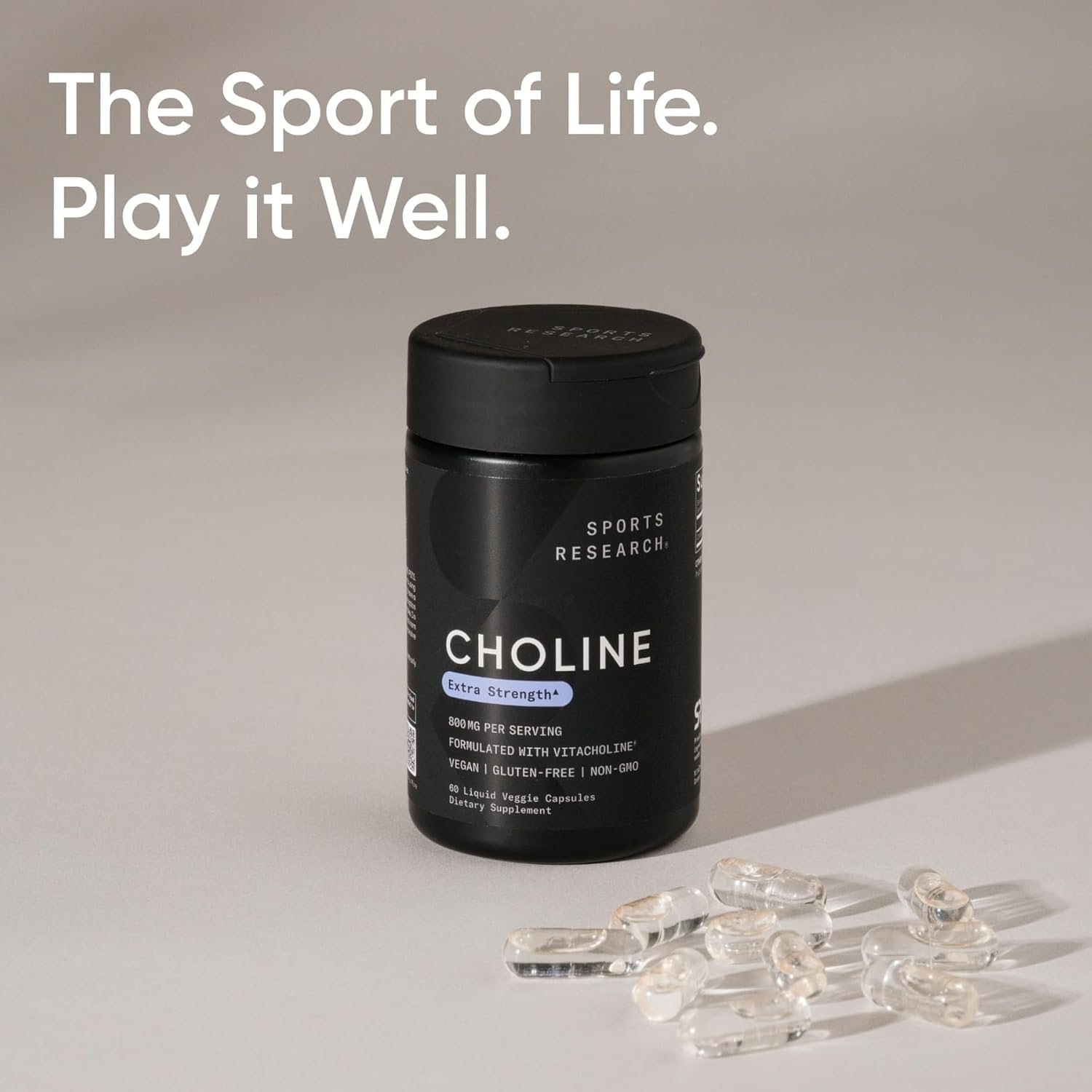 Sports Research® Extra Strength Choline 800 mg - Essential Nutrient Featuring VitaCholine® for Focus Support - Vegan Certified · Non-GMO · Gluten Free - 60 Liquid Capsules - Image 7