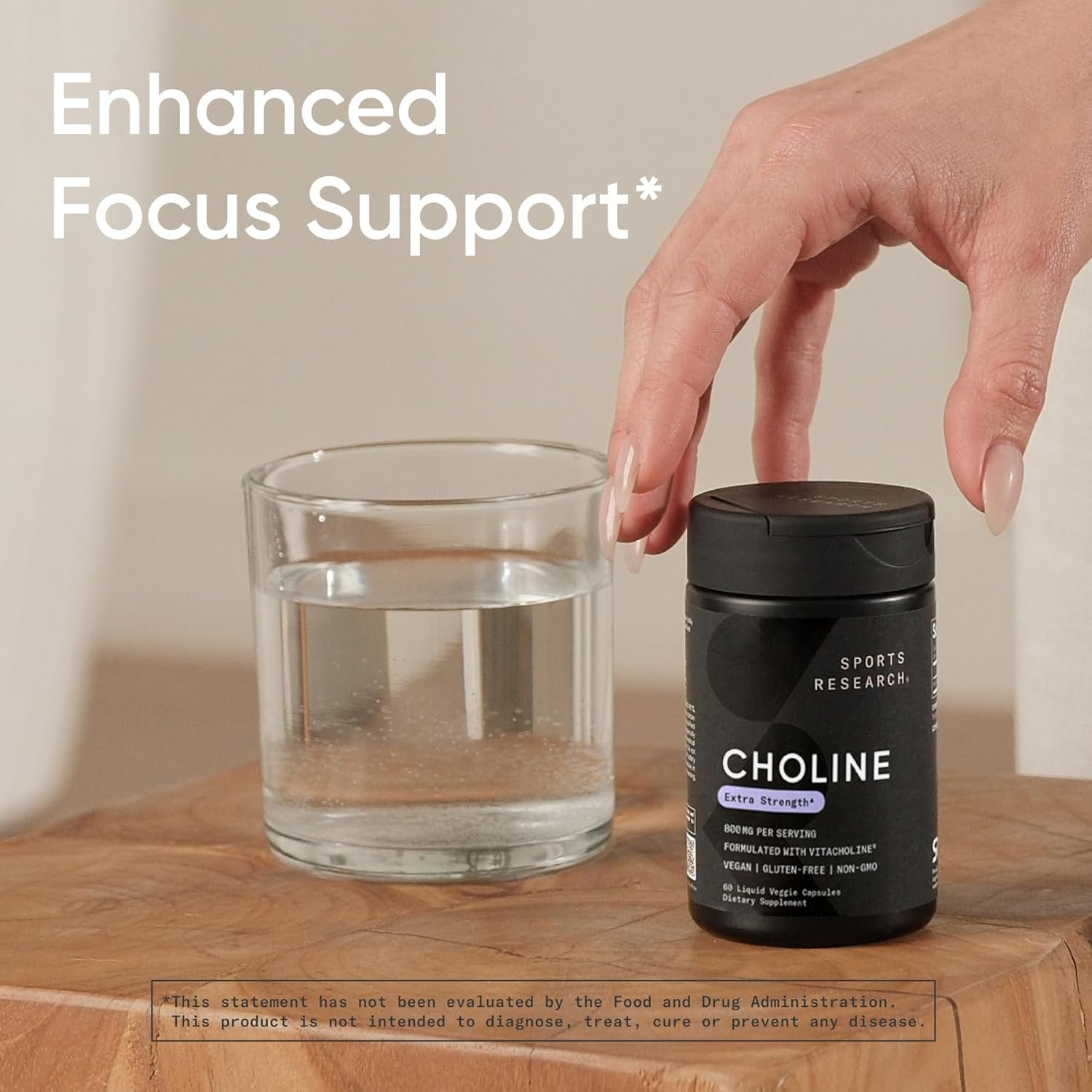 Sports Research® Extra Strength Choline 800 mg - Essential Nutrient Featuring VitaCholine® for Focus Support - Vegan Certified · Non-GMO · Gluten Free - 60 Liquid Capsules - Image 6