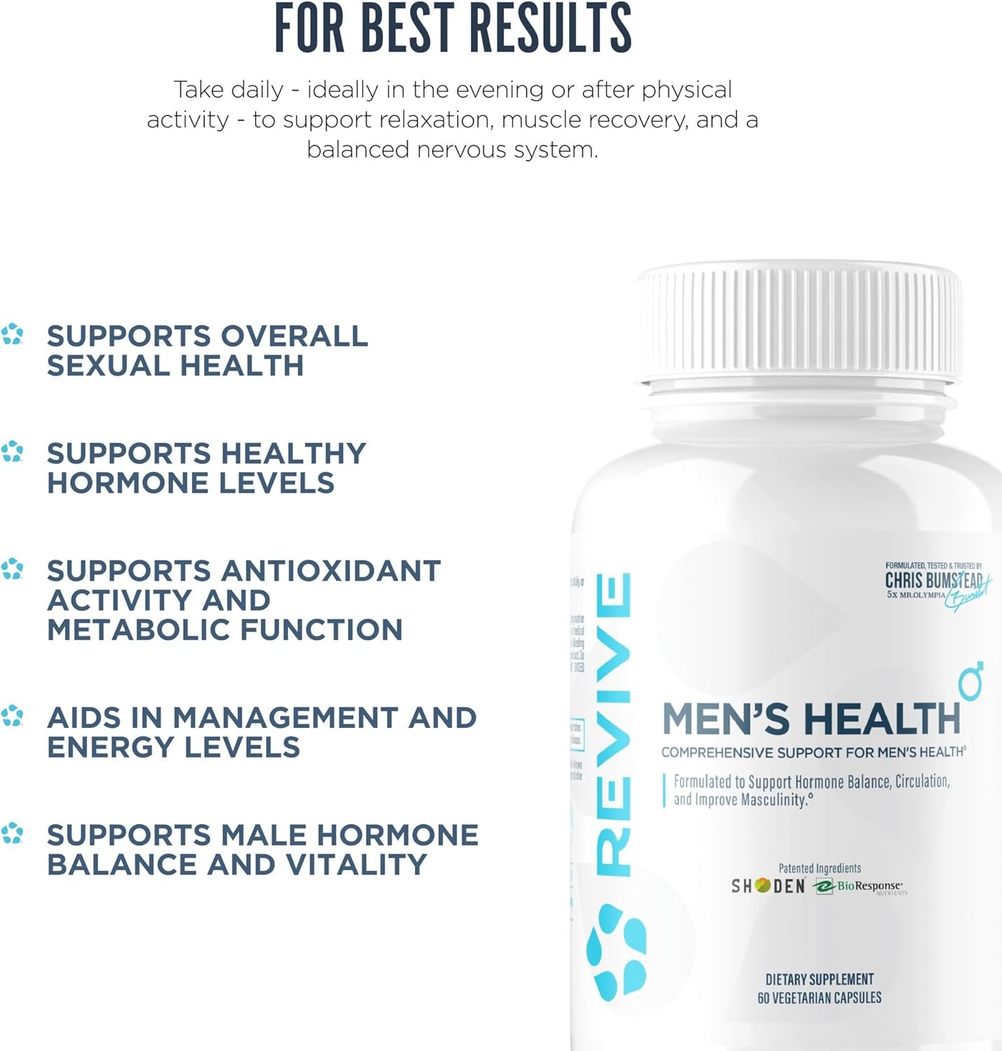 Revive MD DIM Supplement for Men - Hormone Balance Support, Male Sexual & Prostate Health - Healthy Testosterone Levels, Estrogen Balance, with Ashwagandha & Green Tea - 60 Vegetarian Capsules - Image 4