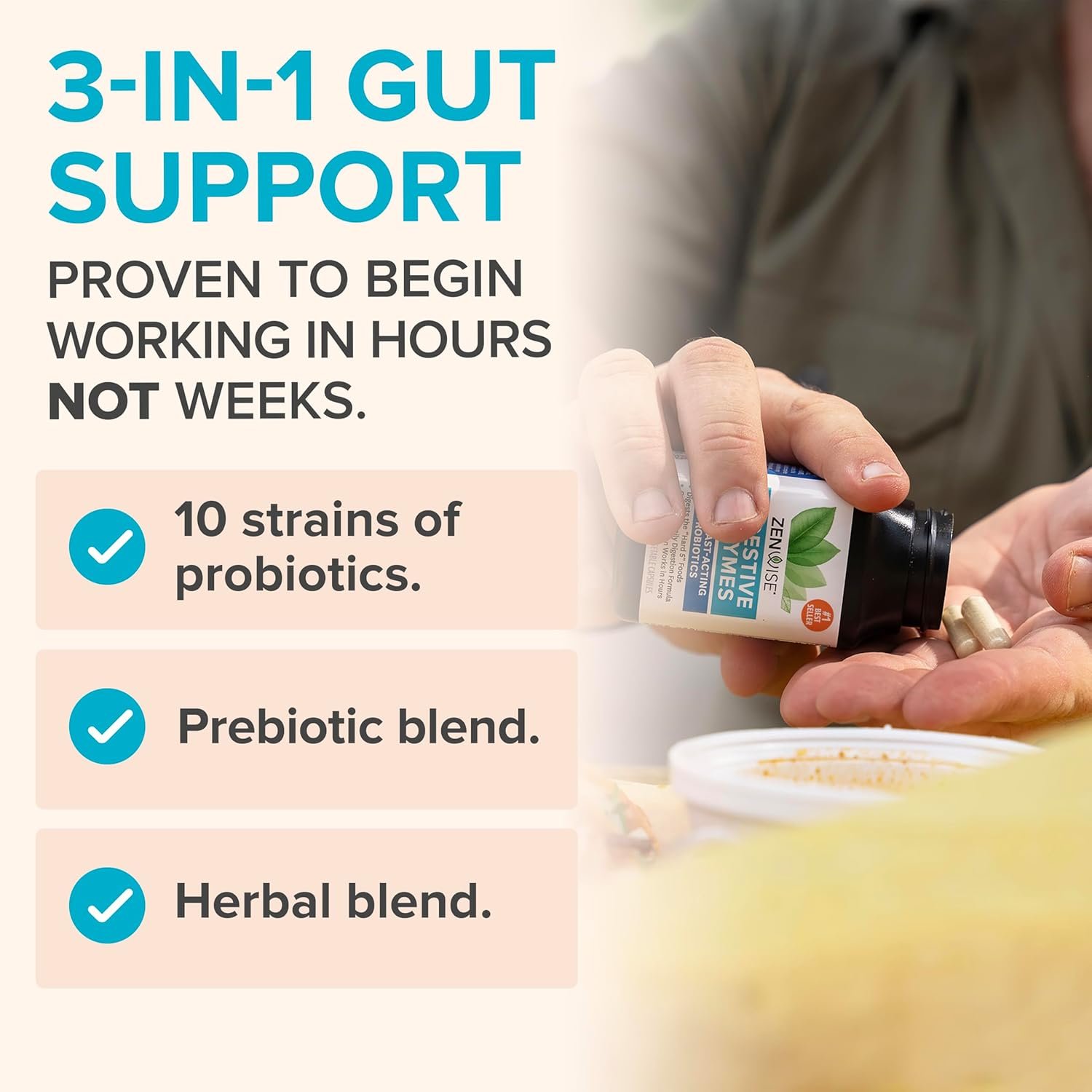 Zenwise Health Digestive Enzymes and Bromelain for Gut Health - Probiotic Multi Enzymes with Prebiotics and Probiotics for Women and Men for Digestive Health and Bloating Relief for Digestion - 180 CT - Image 4