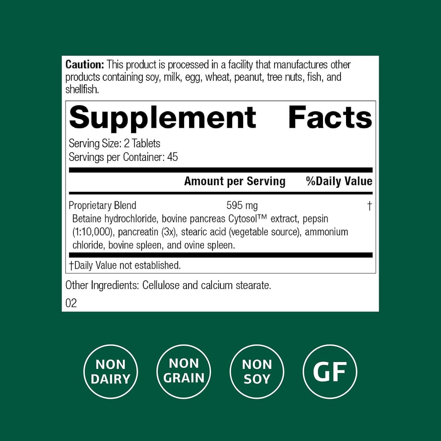 Standard Process Zypan - Digestive Health Support Supplement - HCI Supplement with Pancreatin, Betaine Hydrochloride & Pepsin - Support Macronutrient Digestion - 90 Tablets - Image 2