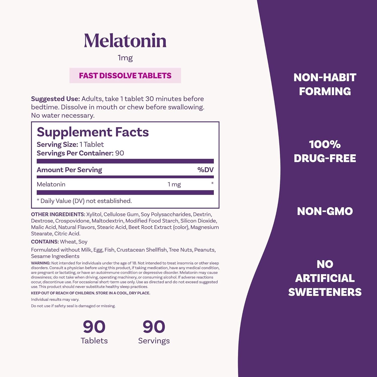 Natrol Fast Dissolve Melatonin 1 mg, Melatonin Supplements for Restful Sleep, Sleep Support for Adults, 90 Strawberry-Flavored Tablets, Up to a 90 Day Supply - Image 6