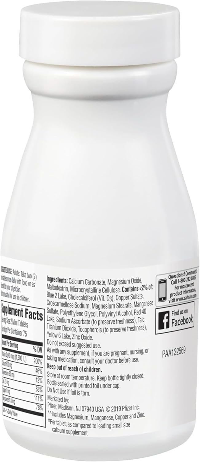 Caltrate Minis 600 Plus D3 Plus Minerals Calcium and Vitamin D Supplement Tablets, Bone Health and Mineral Supplement for Adults - 150 Count - Image 12