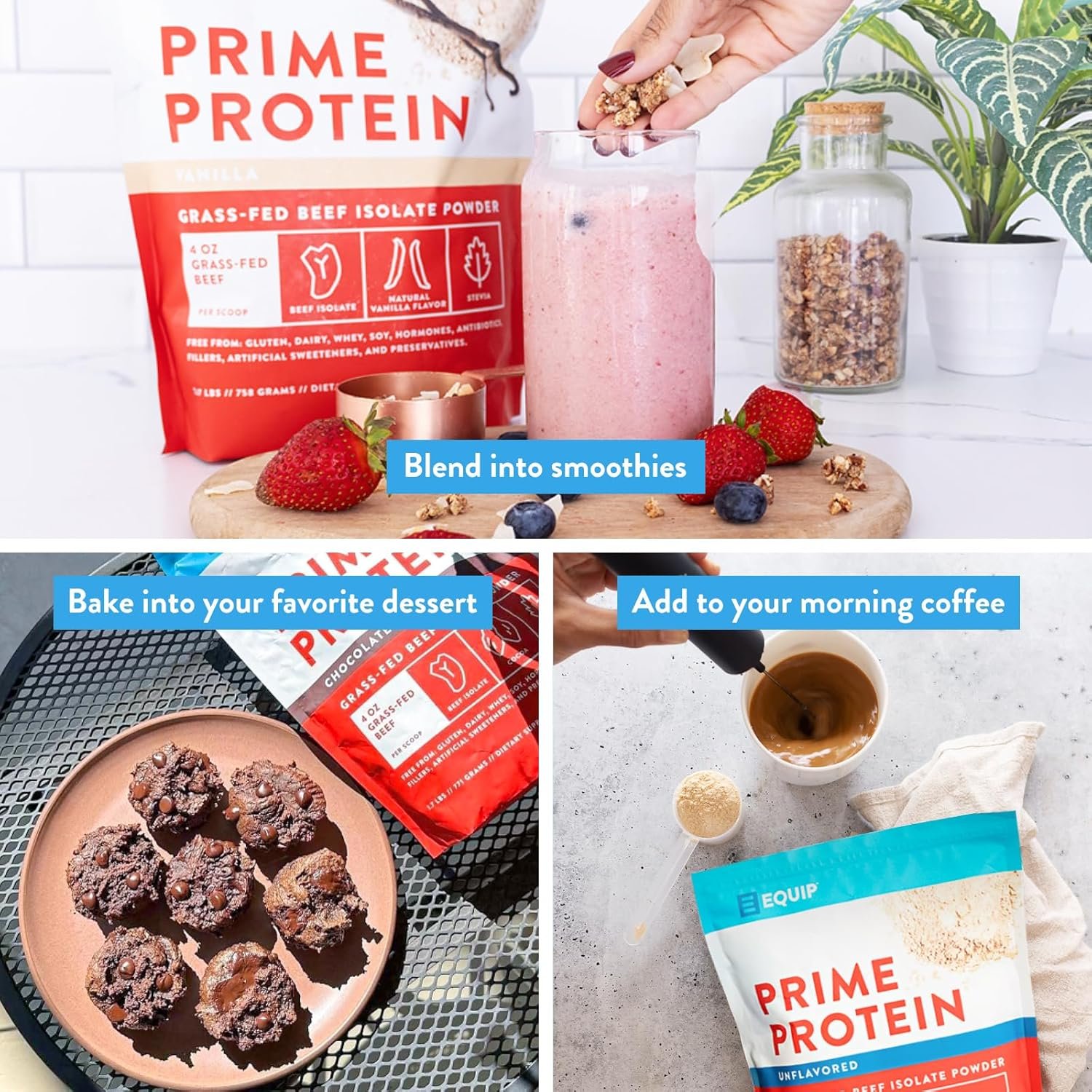 Equip Foods Prime Protein Powder | Clean, Grass Fed Beef Protein Isolate | Carnivore Protein Powder | Paleo, Keto Friendly | Gluten, Dairy Free | Helps Build & Repair Tissue | 30 Servings, Vanilla - Image 4