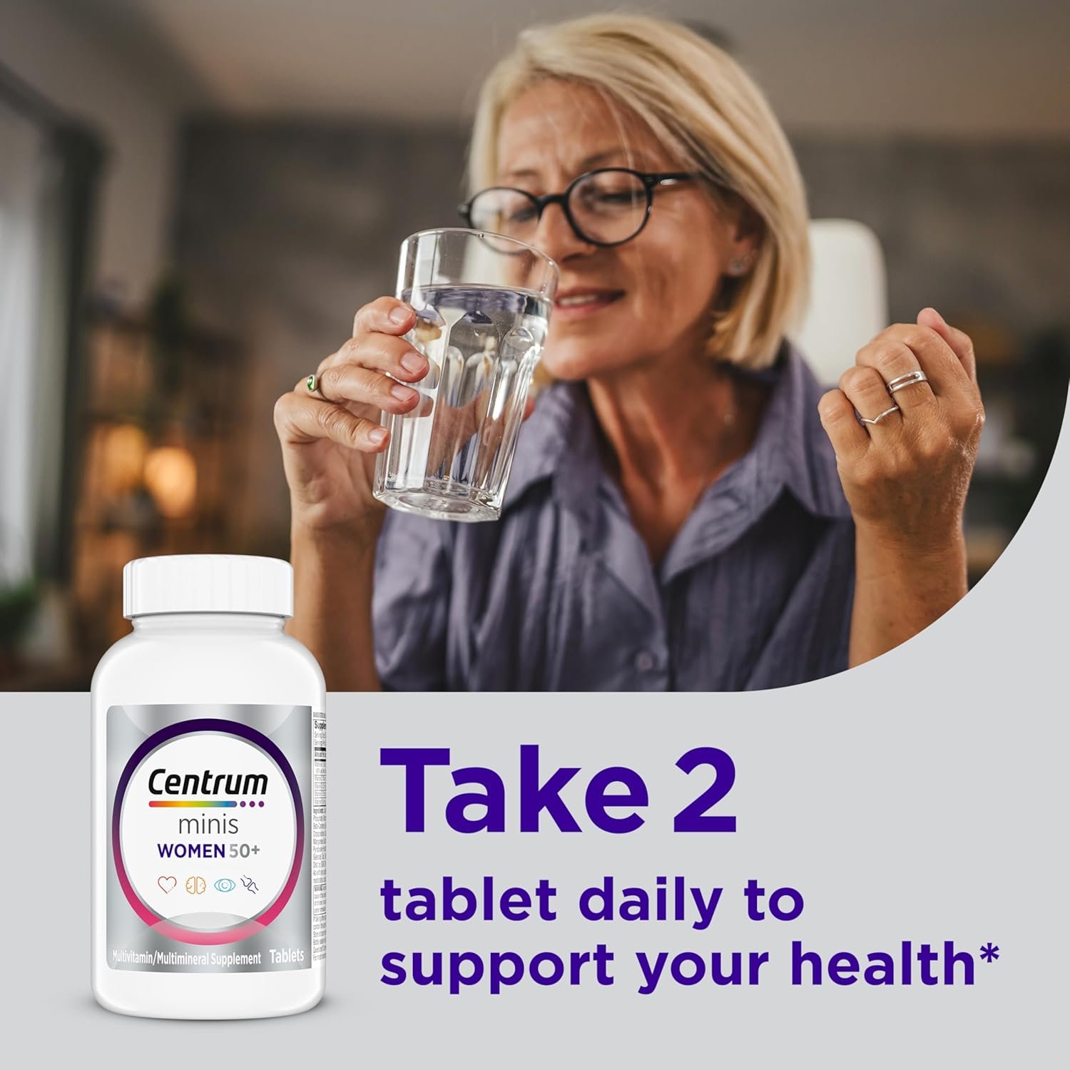 Centrum Minis Silver Women's Multivitamin for Women 50 Plus, Multimineral Supplement with Vitamin D3, B Vitamins, Non-GMO Ingredients, Supports Memory and Cognition in Older Adults - 280 Ct - Image 4