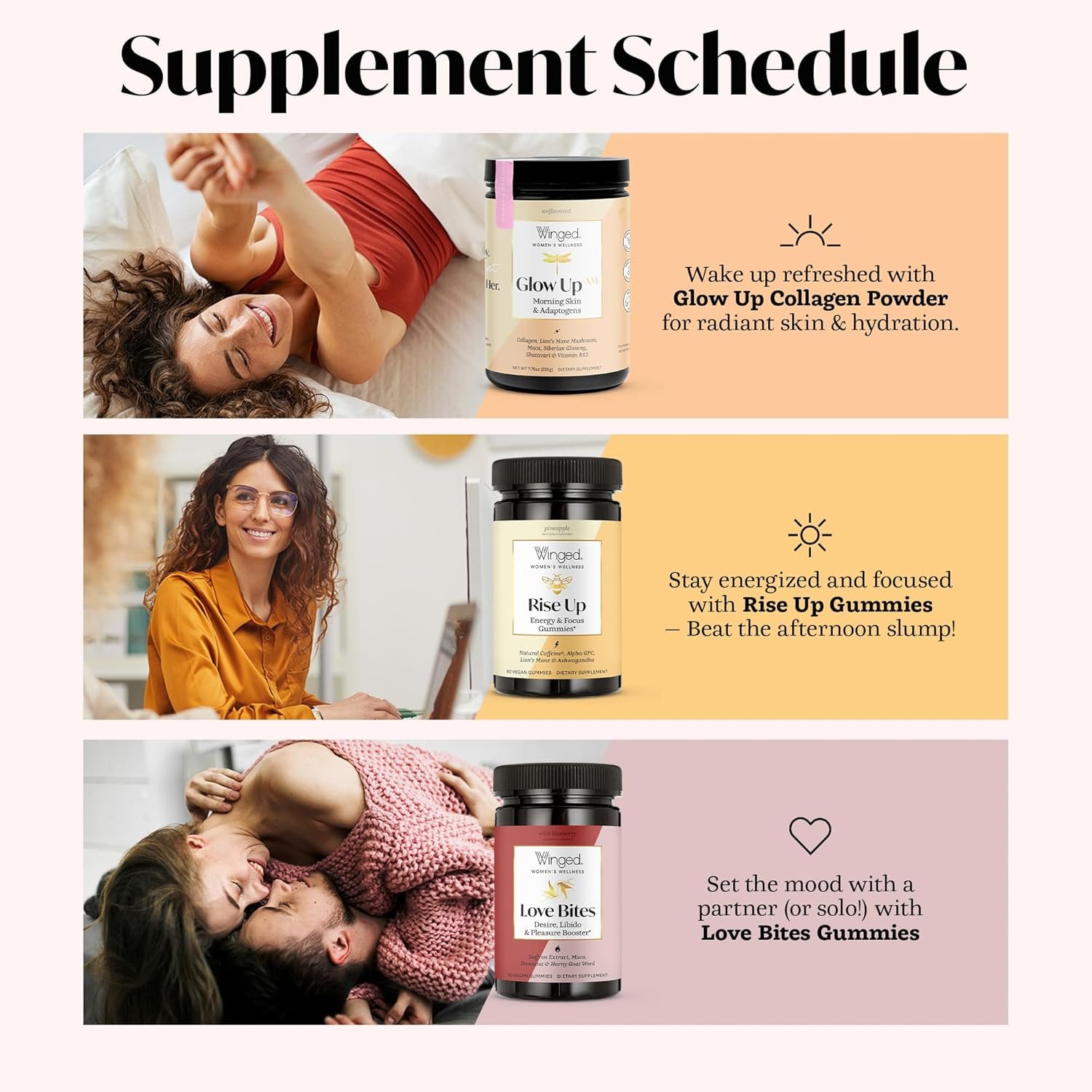 Winged Wellness Love Bites, Libido Booster for Women with Maca Root - Libido & Pleasure Booster with Horny Goat Weed & Damiana - Natural Aphrodisiac Gummy Supplement - Wild Blueberry, 60 Vegan Gummies - Image 6