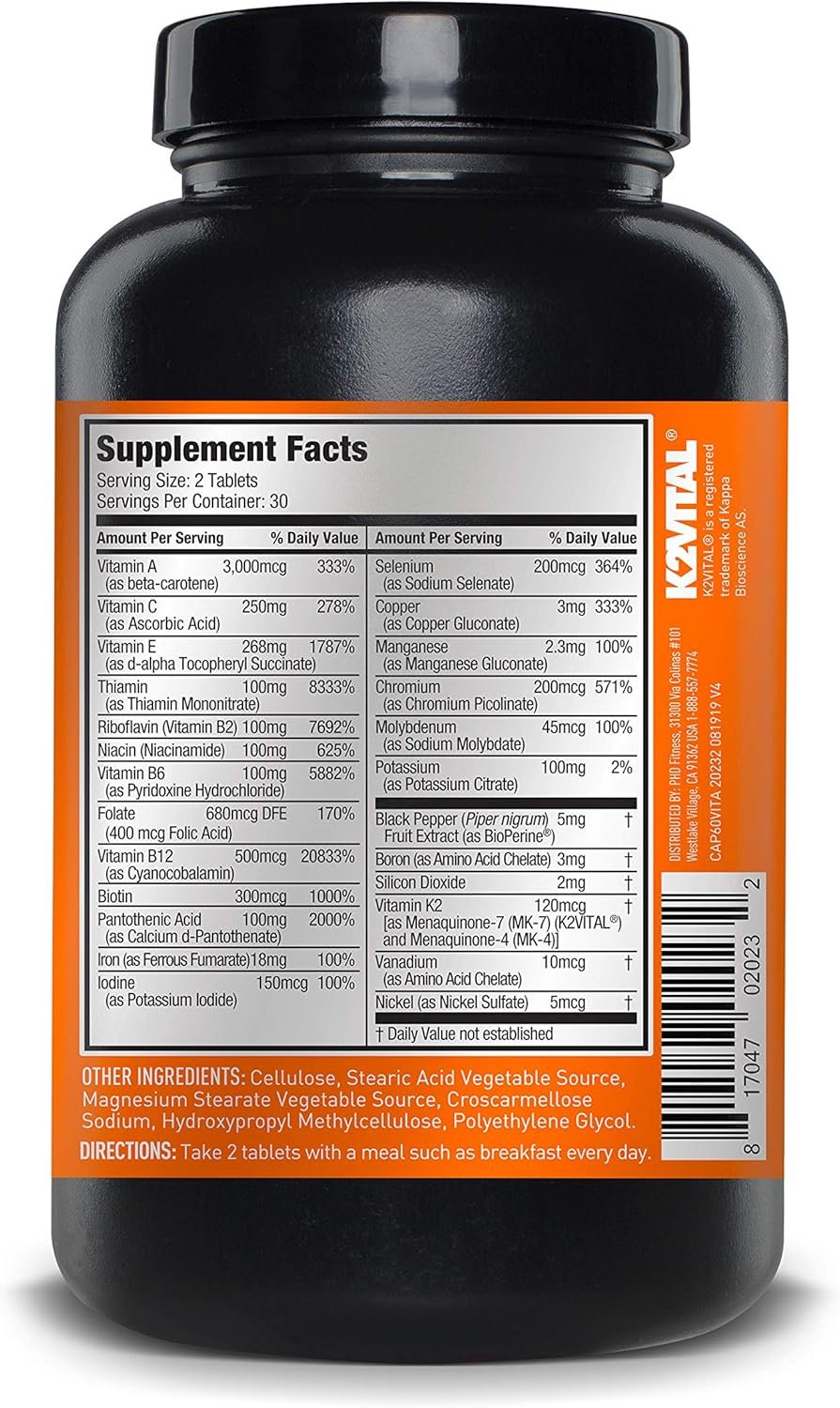 JYM Supplement Science Vita JYM Sports Multivitamin & Mineral Support, Vitamin A, C, B6, B12, E, K, Boron, Biotin, Potassium 60 Tablets - Image 5