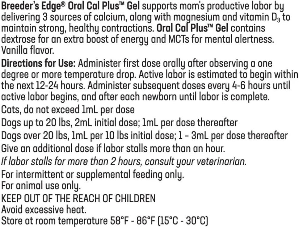 Revival Animal Health Breeder's Edge Oral Cal Plus- Fast-Absorbing Oral Calcium Supplement - 15 ml Paste - Image 2