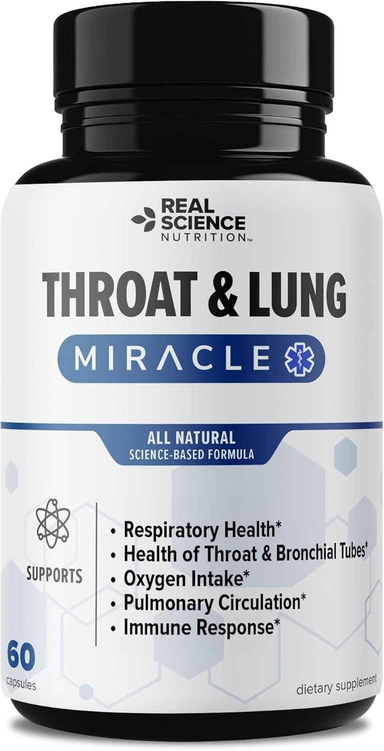 Throat & Lung Miracle for Adults - Natural Support for Low Oxygen Cough, Wheezing, Shortness of Breath, and Sore Throat Relief