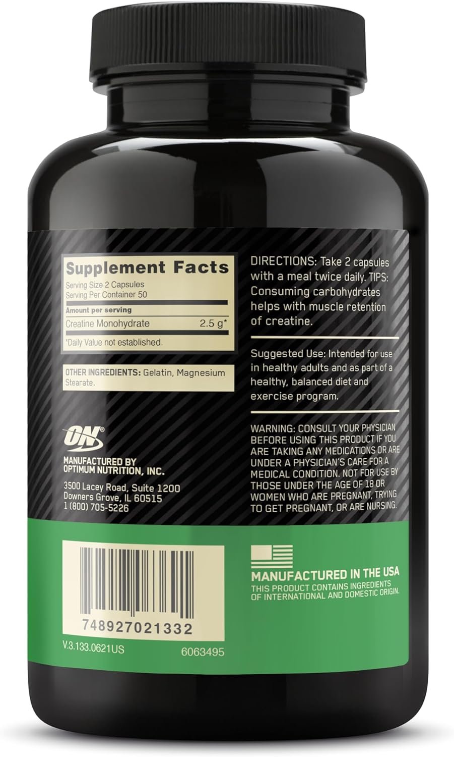 Optimum Nutrition Micronized Creatine Monohydrate Capsules, Keto Friendly, 2500mg, 100 Capsules - Image 8