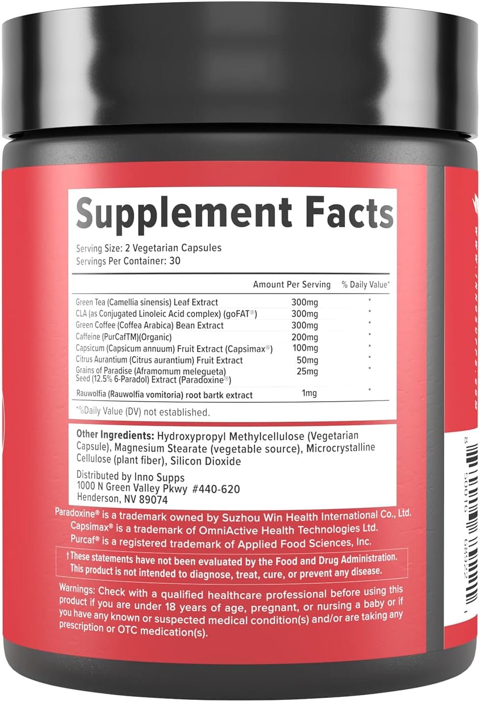 Inno Shred Fat Burner for Men and Women with 100mg Capsimax, Grains of Paradise, Organic Caffeine, Green Tea Extract, Appetite Suppressant, Weight Loss (60 Veggie Capsules) | (with Stimulant) - Image 3