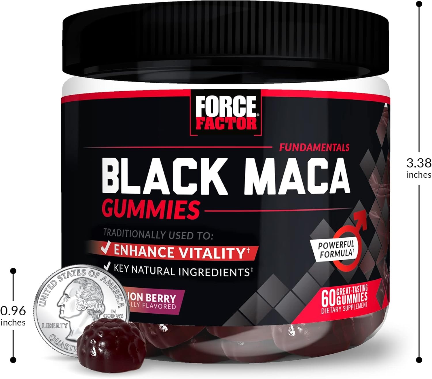 Force Factor Black Maca Gummies, 2-Pack, Black Maca Root to Enhance Male Vitality, Increase Energy & Strength, with BioPerine for Superior Absorption, Delicious Passion Berry Flavor, 120 Gummies - Image 10