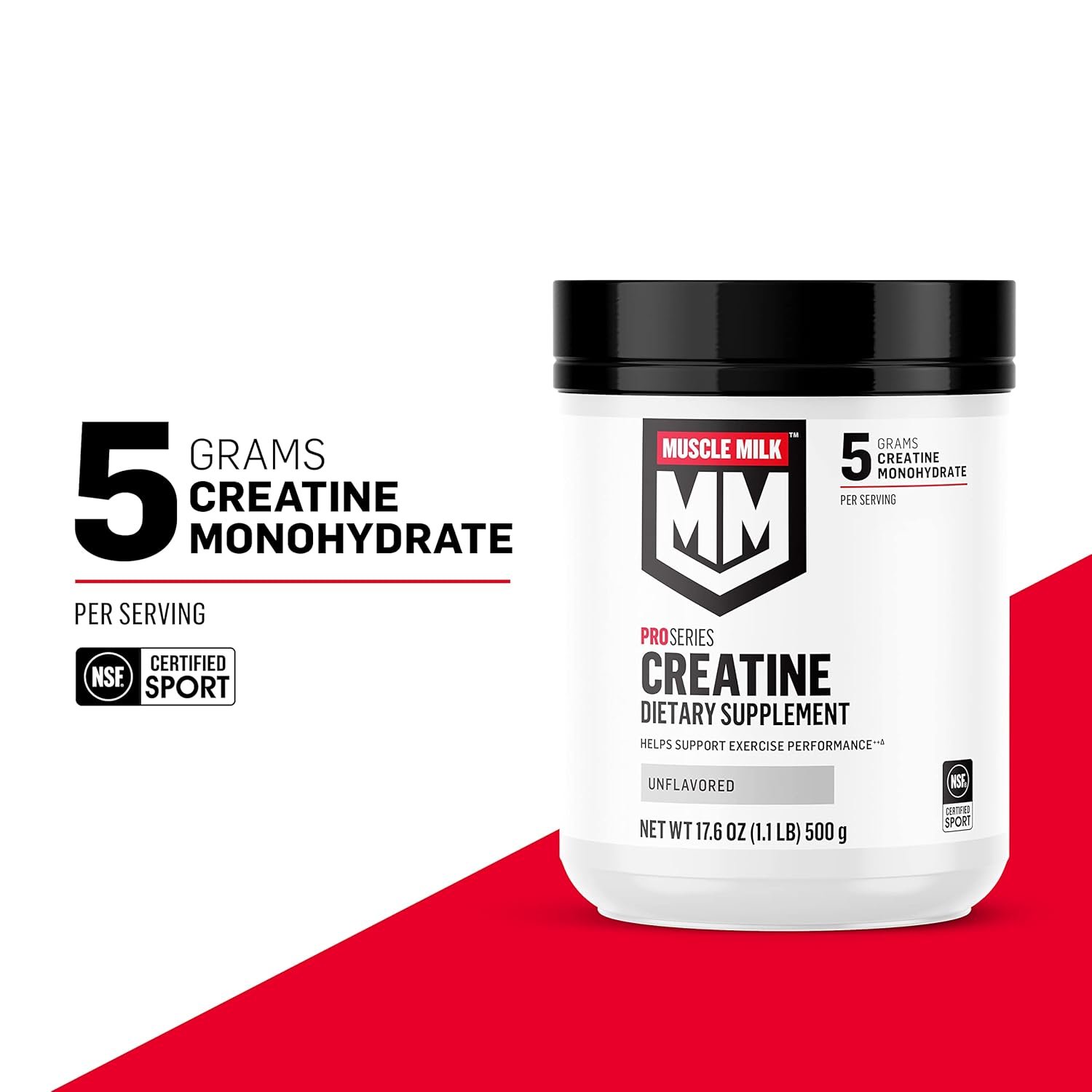 Muscle Milk Pro Series Creatine Powder Supplement, Unflavored, 1.1 Pound, 100 Servings, 5g Creatine Monohydrate, NSF Certified for Sport, Packaging May Vary - Image 2