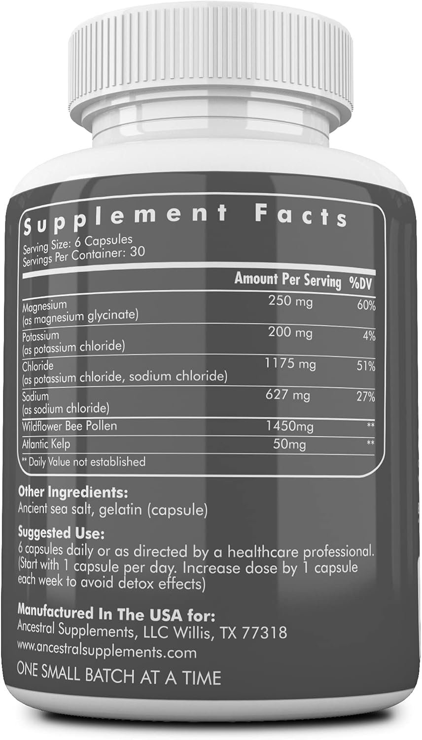 Ancestral Supplements Minerals & Electrolytes with Magnesium, Potassium, Sodium, Supports Optimal Hydration, Immune Health, Athletic Performance, Digestion, and Remineralization, 180 Capsules - Image 2