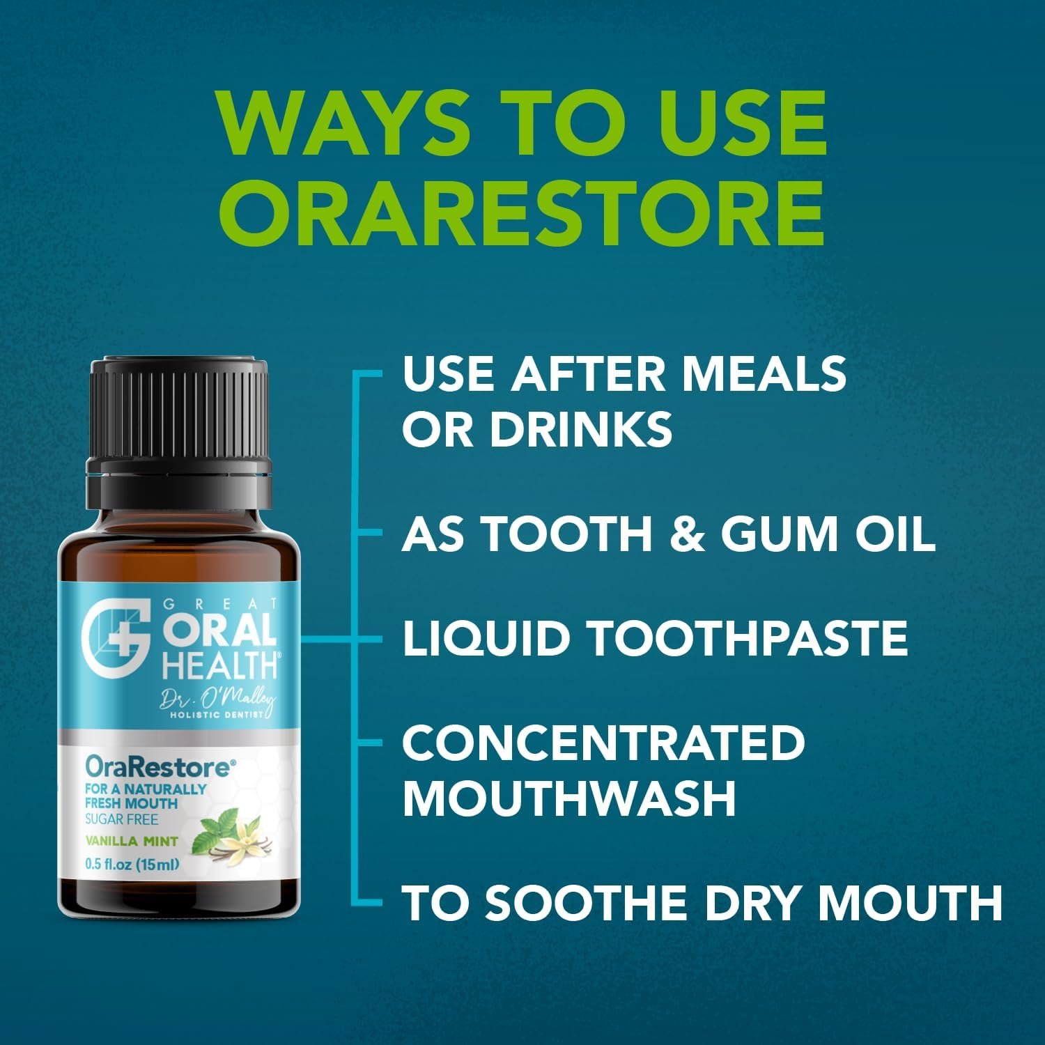 OraRestore Bad Breath Treatment for Adults Halitosis: Dentist Formulated Oral Rinse Concentrate Tooth Oil Liquid Toothpaste, Fresh Breath Mouthwash for Dry Mouth, Oral Care, Healthy Gums & Teeth 15ml - Image 4