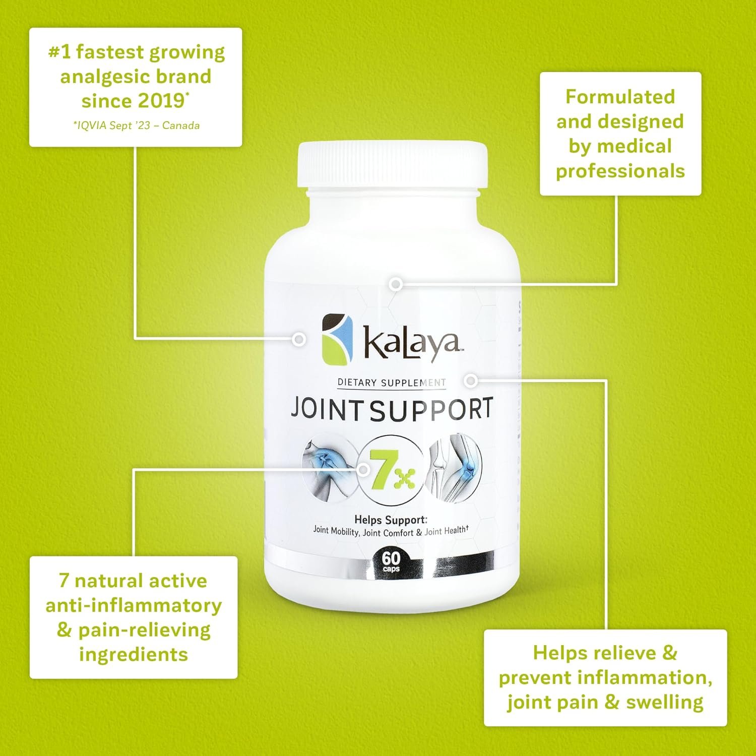 Kalaya 7X Joint Support Supplement - Designed by Medical Professionals - for Joints, Bone Health, and Muscle Support - with Turmeric, Collagen, and Vitamin C - 60 ct - Image 4